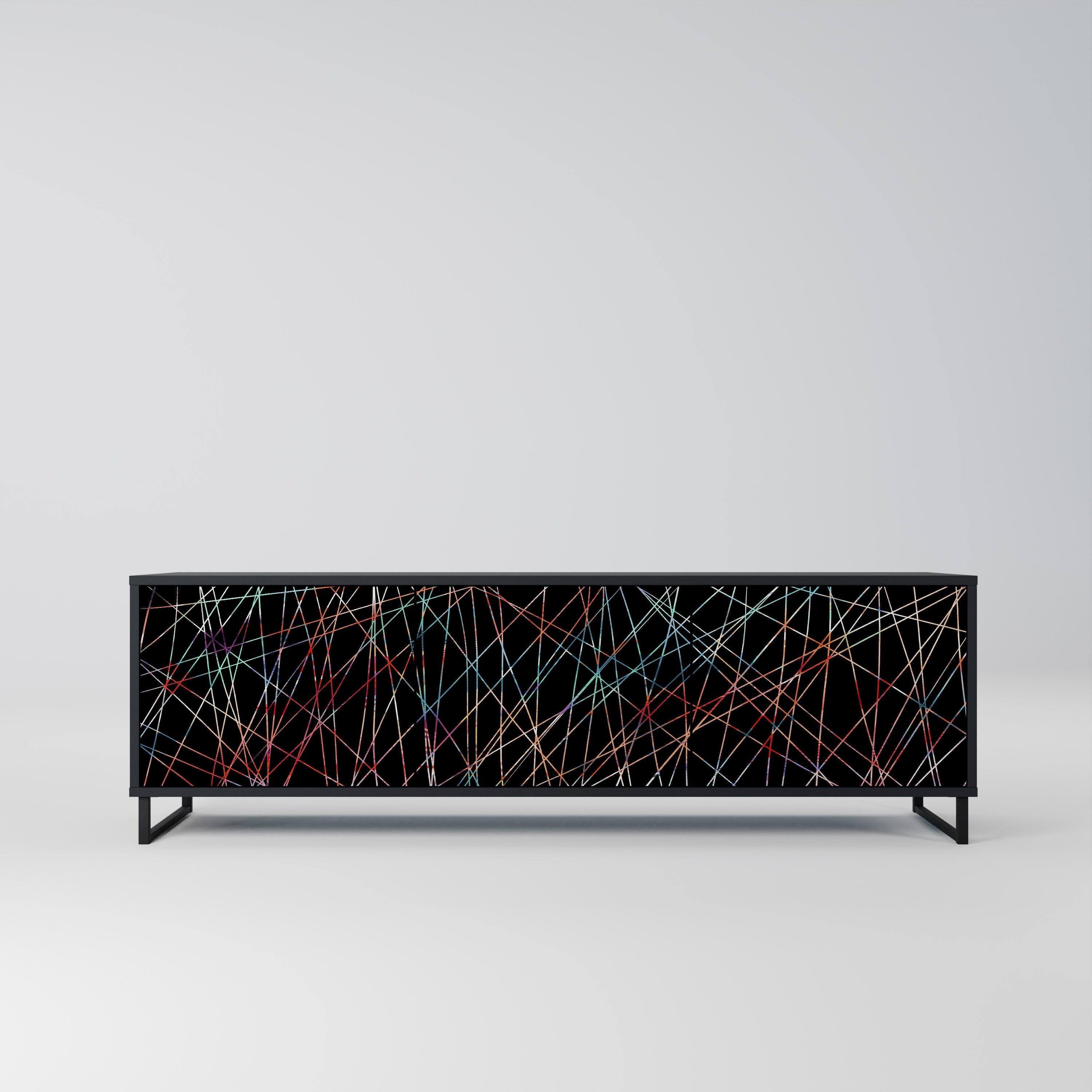 LUMINOUS SNARE Móvel de TV com 3 Portas em Acabamento Preto