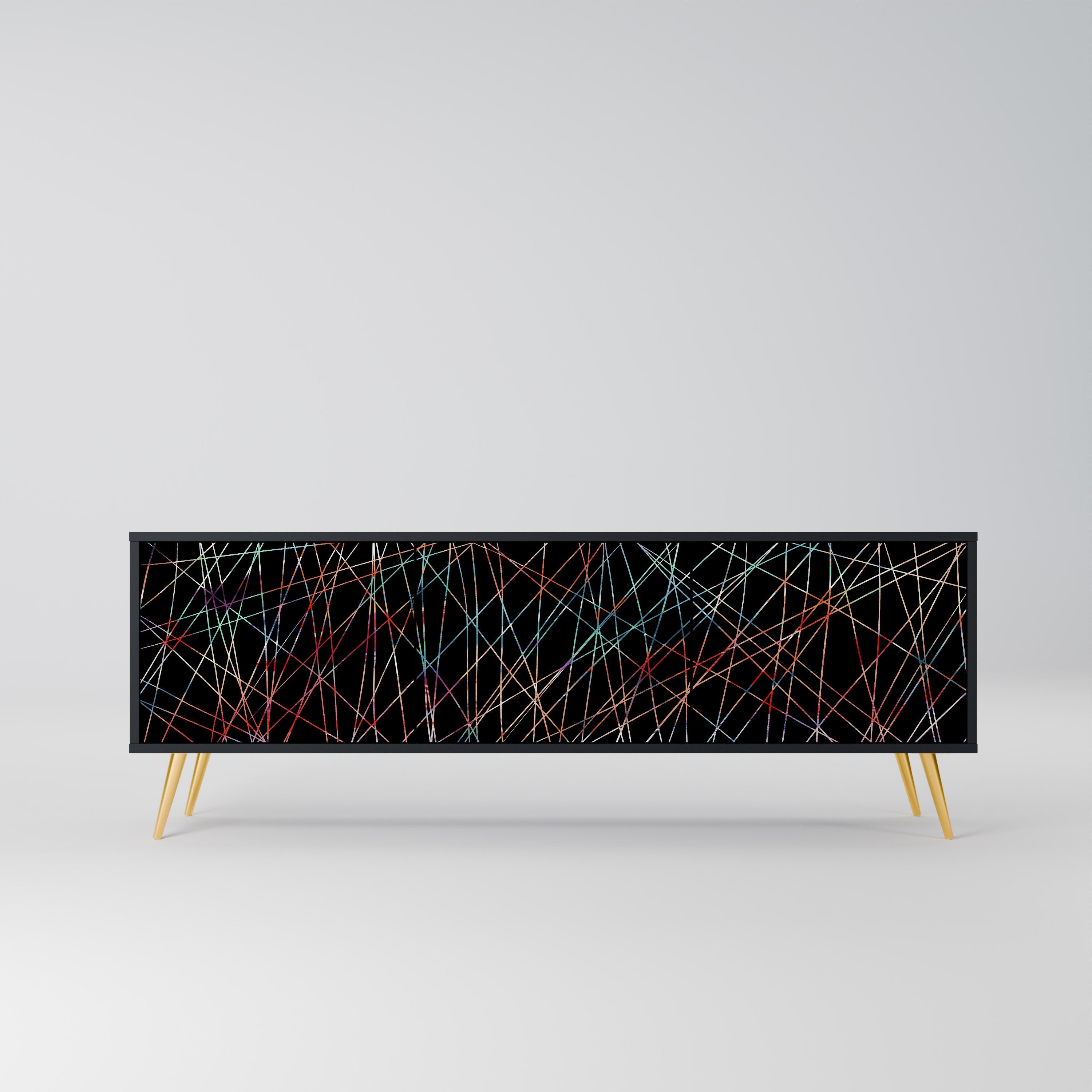 LUMINOUS SNARE Móvel de TV com 3 Portas em Acabamento Preto