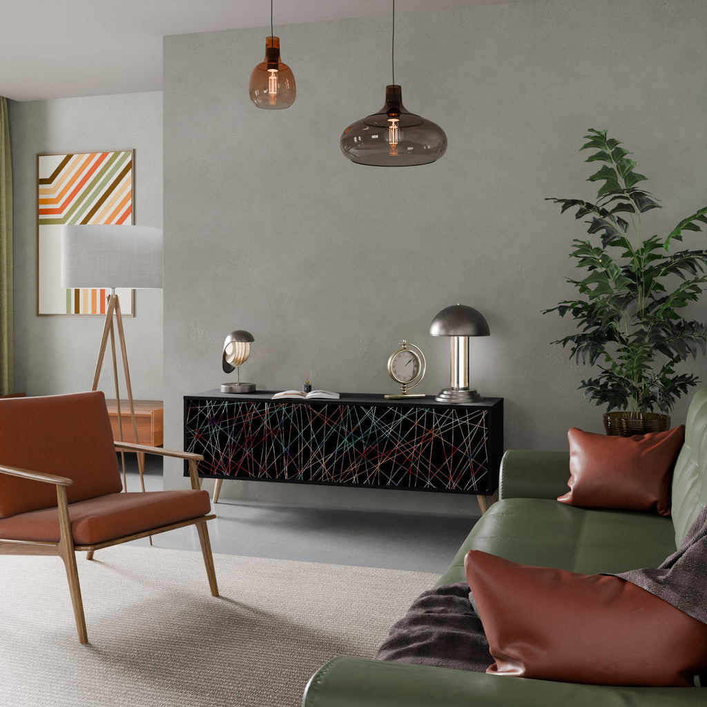 LUMINOUS SNARE 3-Door TV Stand in Black Finish