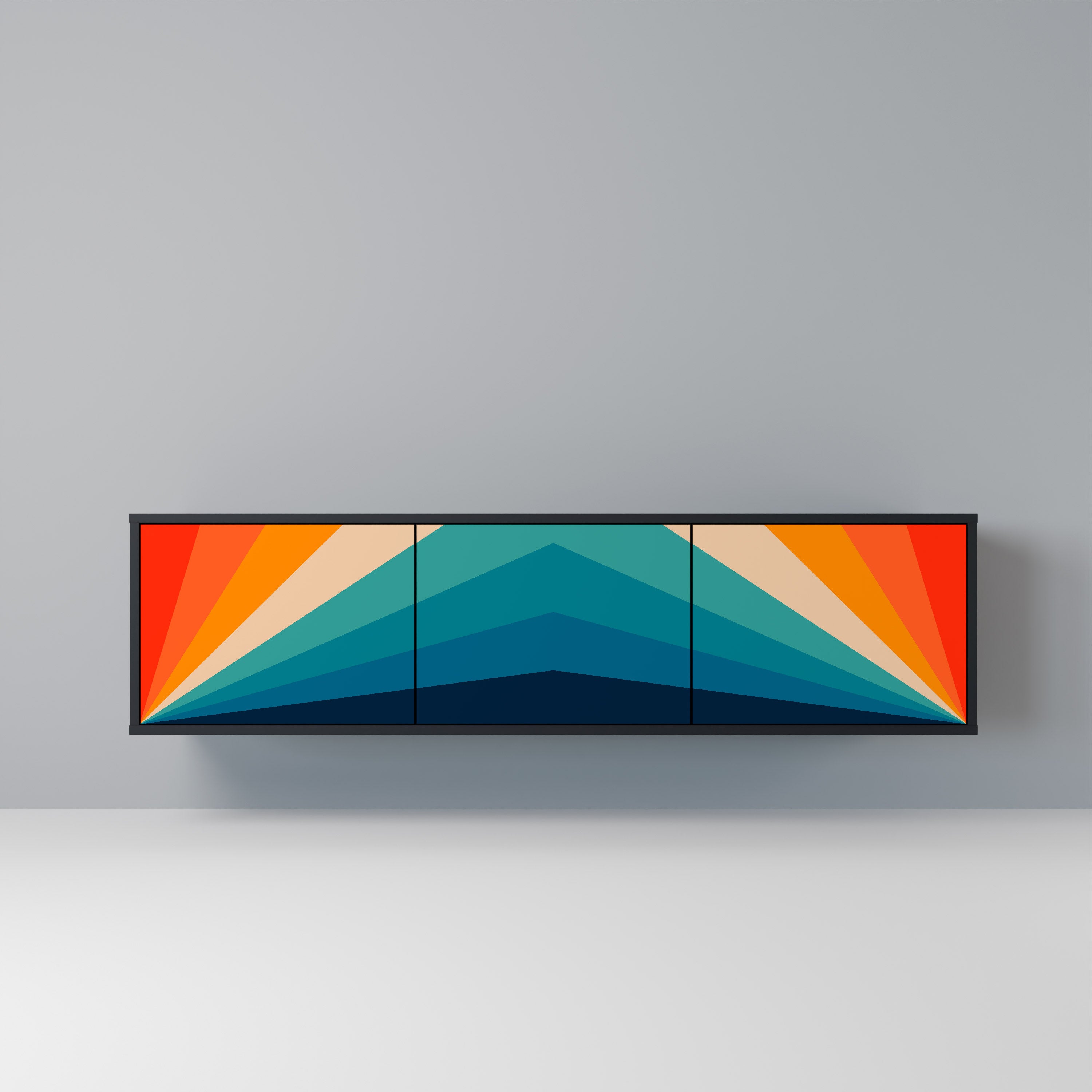 PRISM CONCUSSION Móvel de TV com 3 Portas em Acabamento Preto