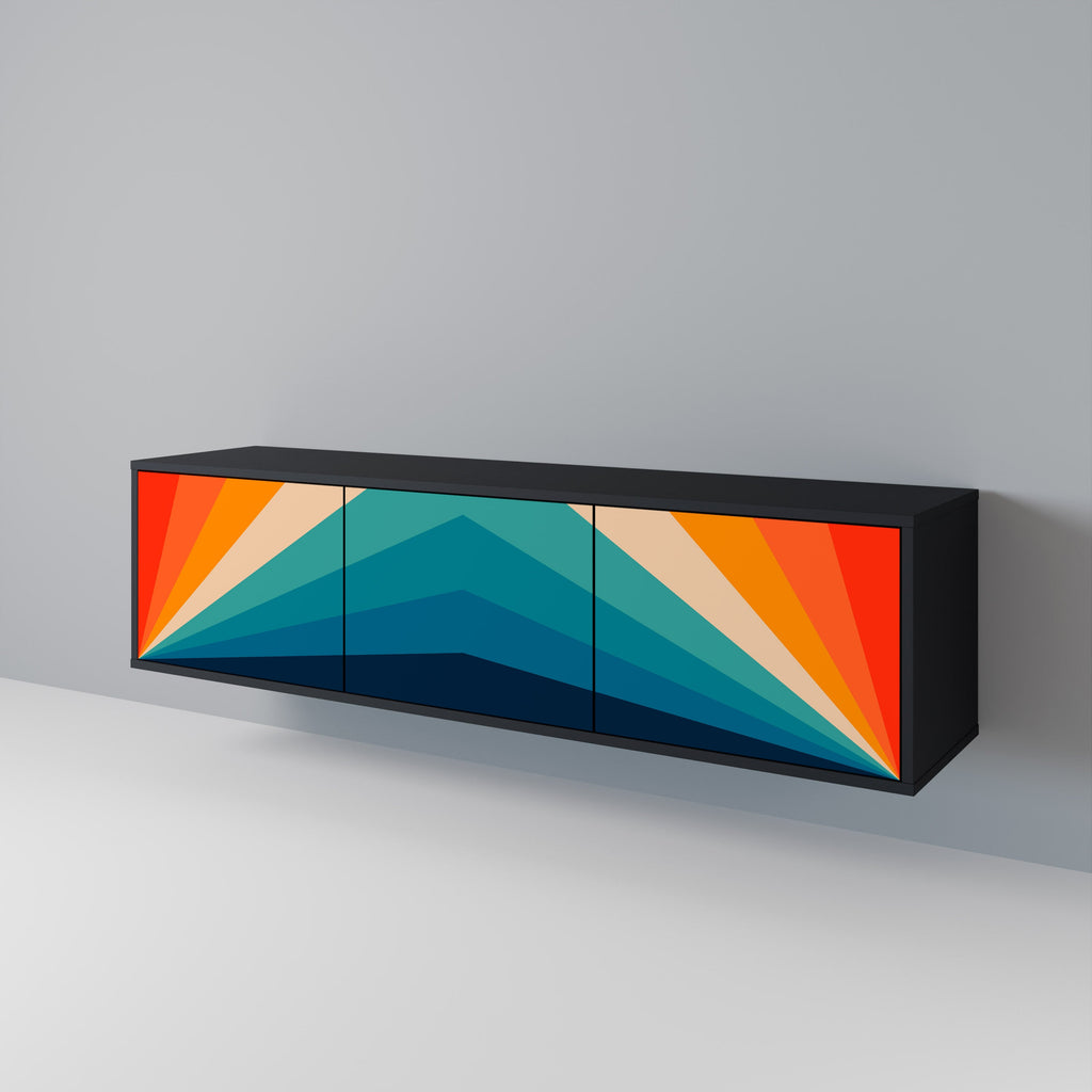 PRISM CONCUSSION Móvel de TV com 3 Portas em Acabamento Preto