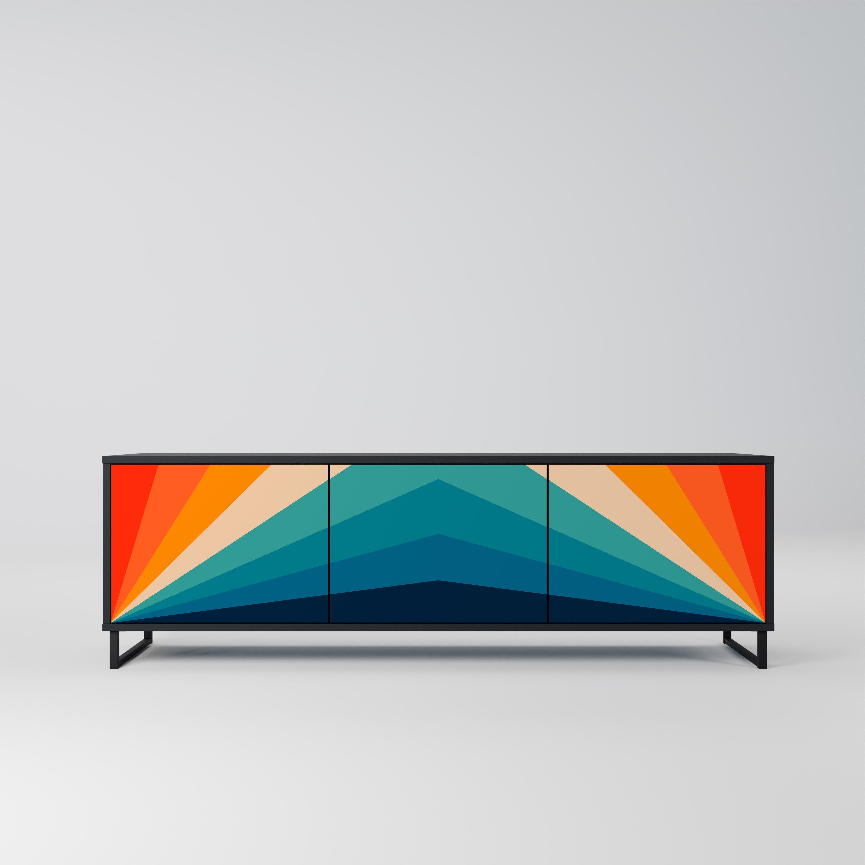 PRISM CONCUSSION Móvel de TV com 3 Portas em Acabamento Preto