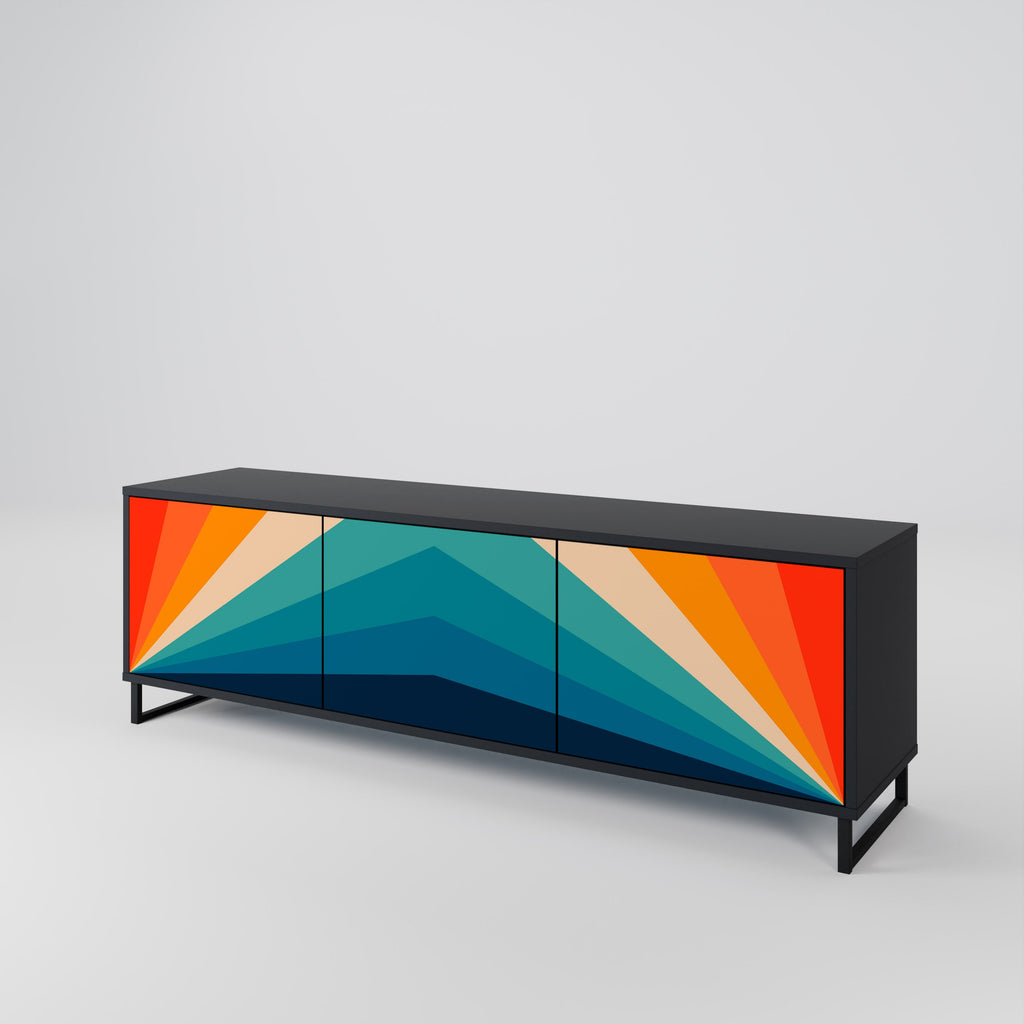 PRISM CONCUSSION Móvel de TV com 3 Portas em Acabamento Preto