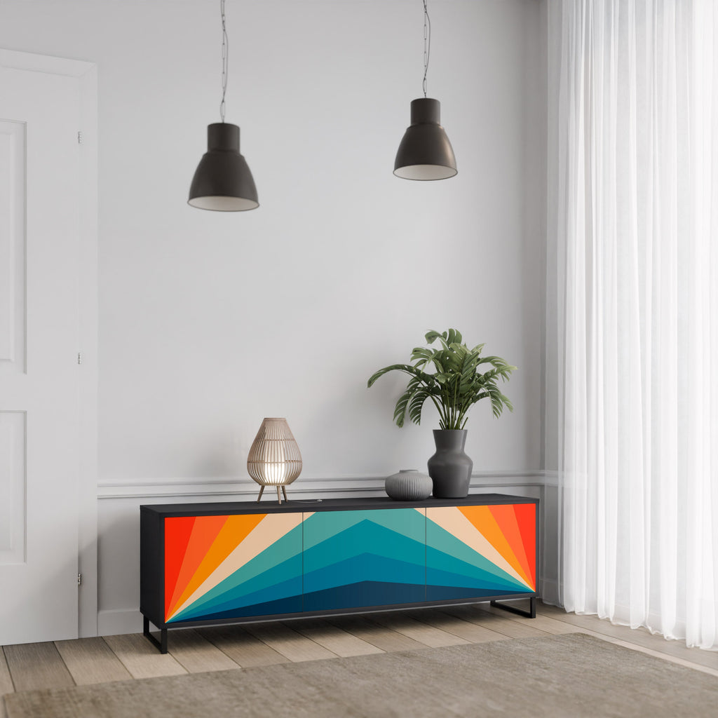 PRISM CONCUSSION Móvel de TV com 3 Portas em Acabamento Preto