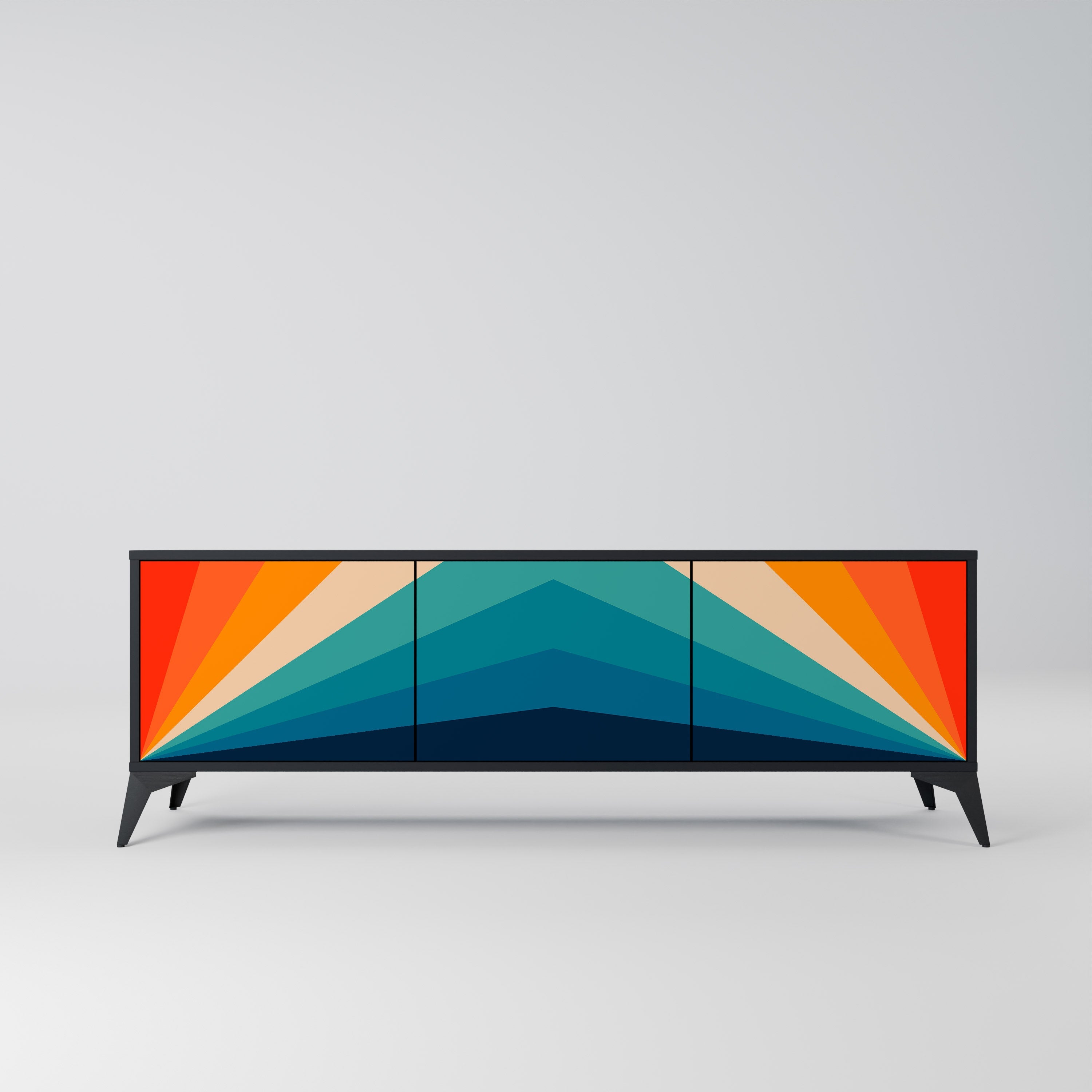 PRISM CONCUSSION Móvel de TV com 3 Portas em Acabamento Preto