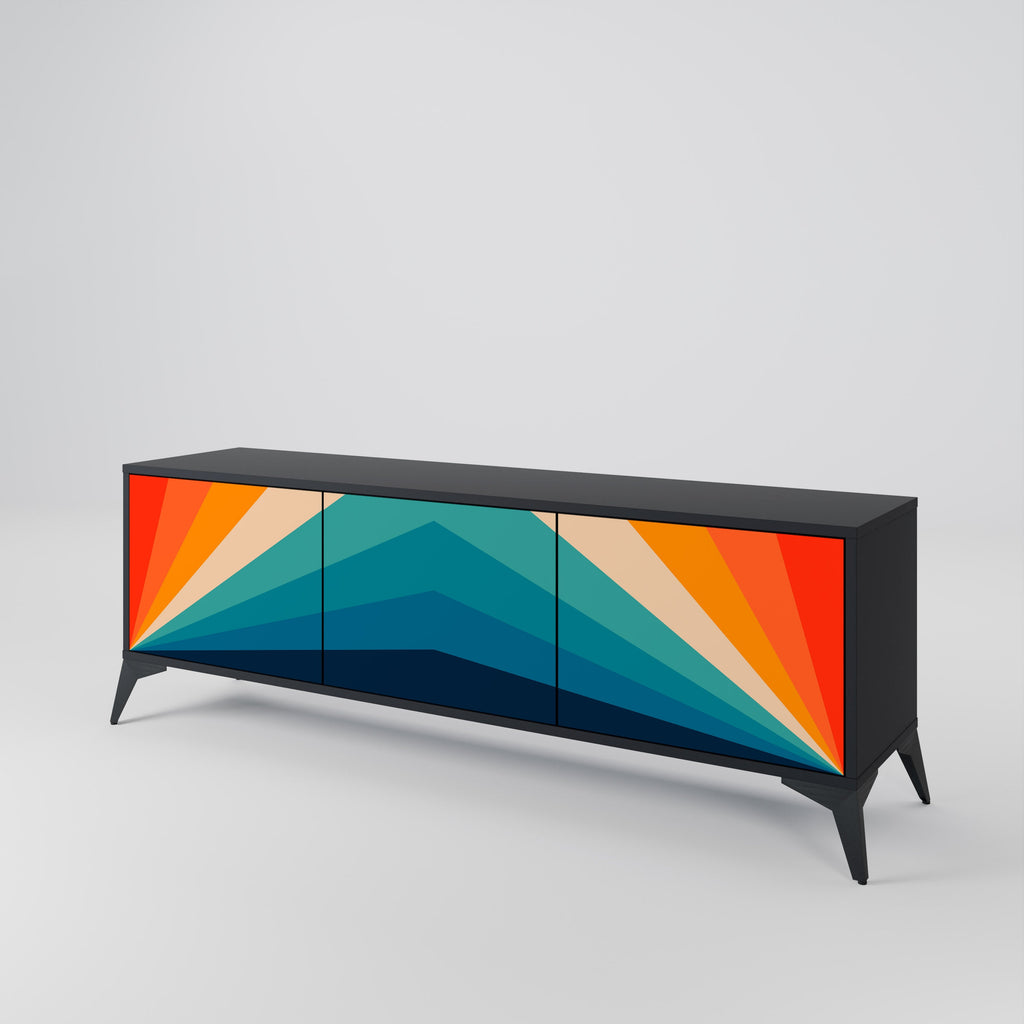 PRISM CONCUSSION Móvel de TV com 3 Portas em Acabamento Preto