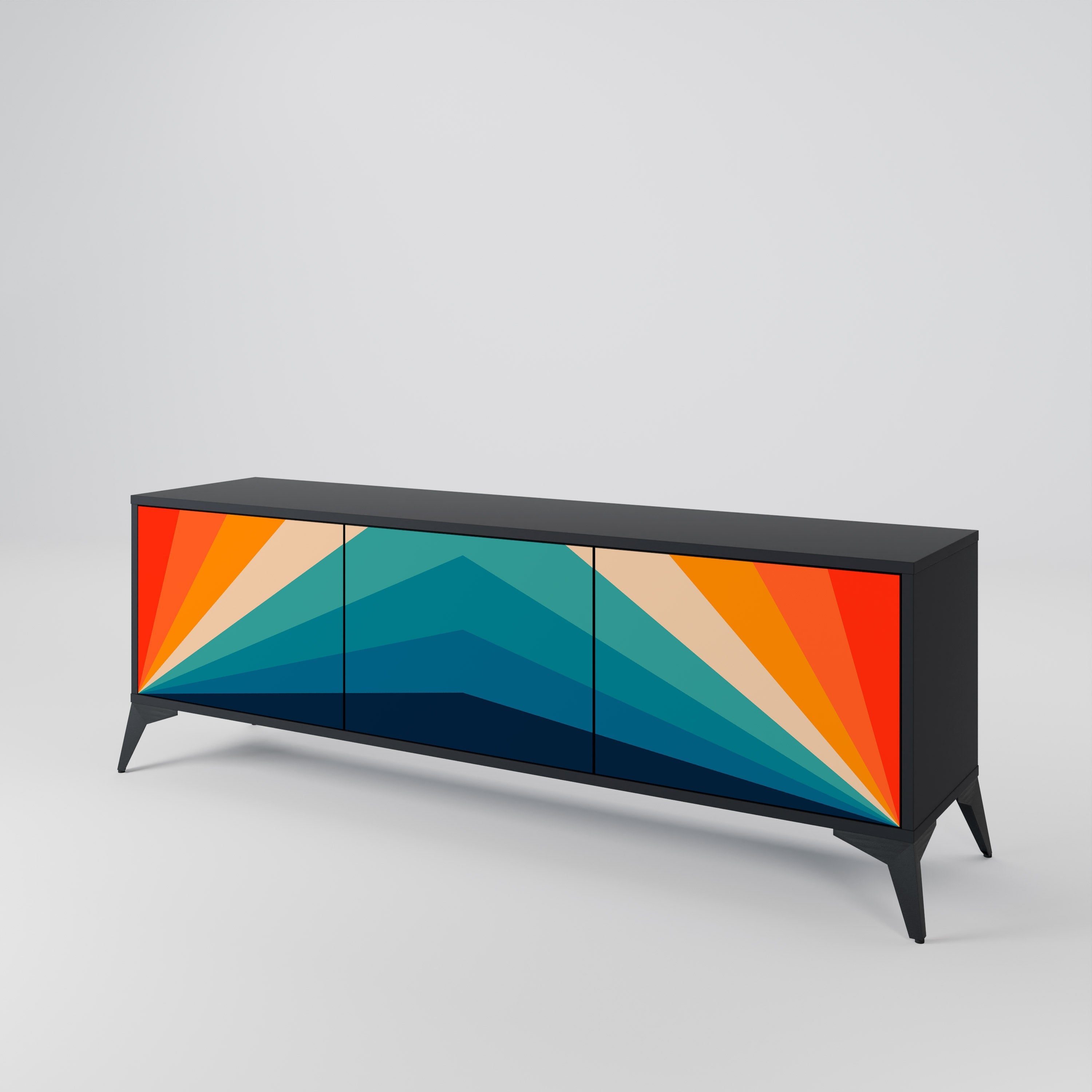 PRISM CONCUSSION Móvel de TV com 3 Portas em Acabamento Preto