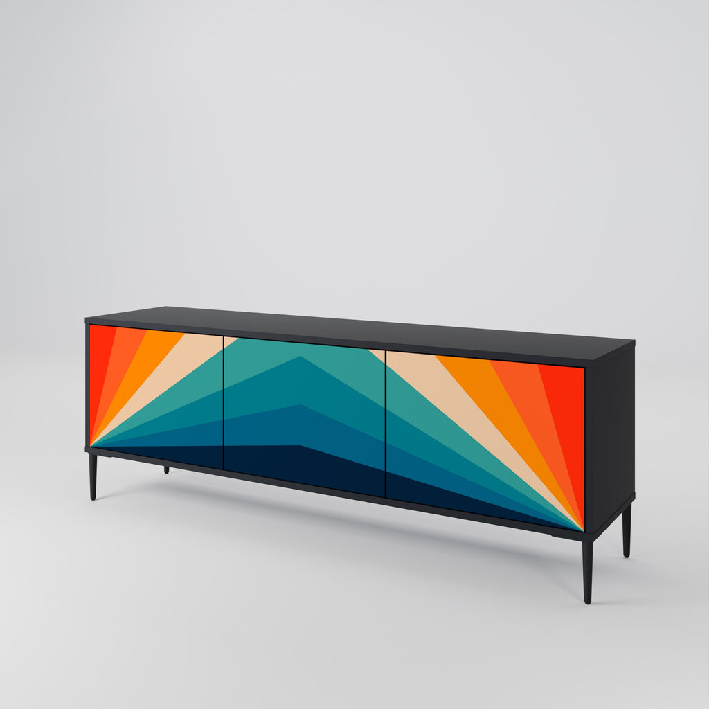 PRISM CONCUSSION Móvel de TV com 3 Portas em Acabamento Preto