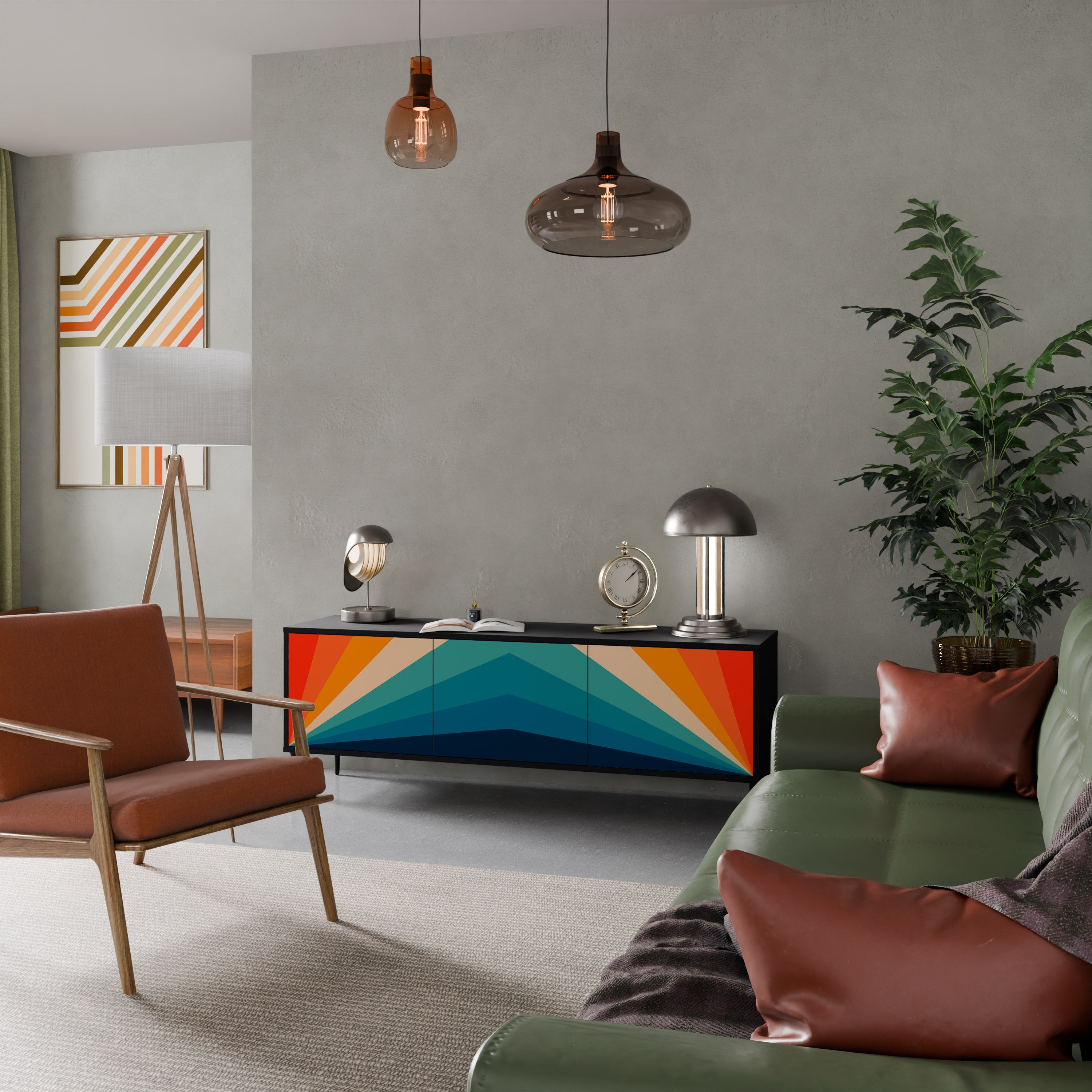 PRISM CONCUSSION Móvel de TV com 3 Portas em Acabamento Preto