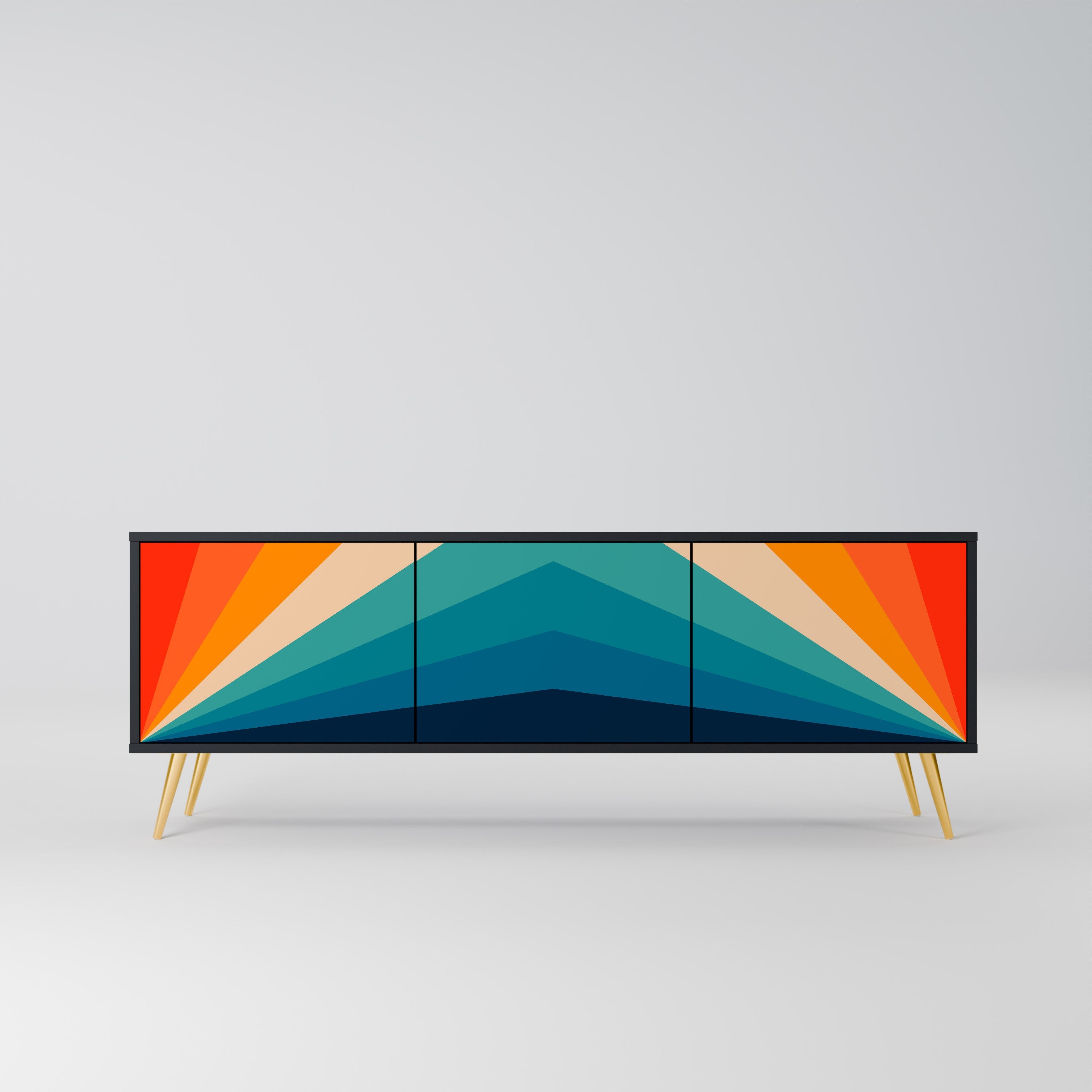 PRISM CONCUSSION Móvel de TV com 3 Portas em Acabamento Preto