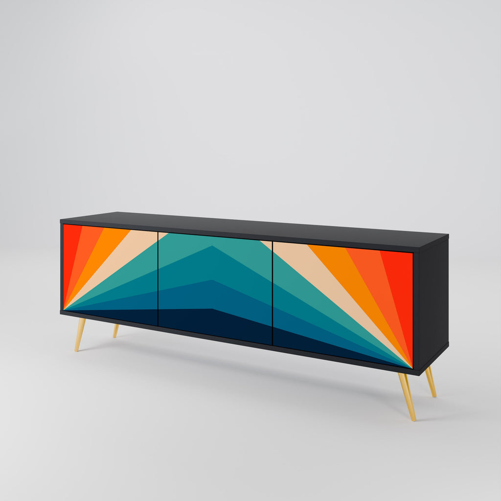 PRISM CONCUSSION Móvel de TV com 3 Portas em Acabamento Preto