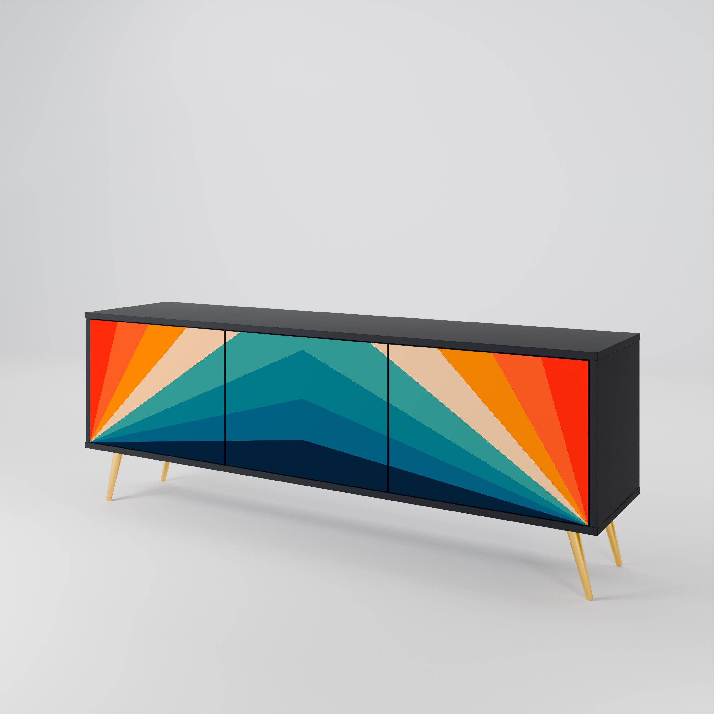 PRISM CONCUSSION Móvel de TV com 3 Portas em Acabamento Preto