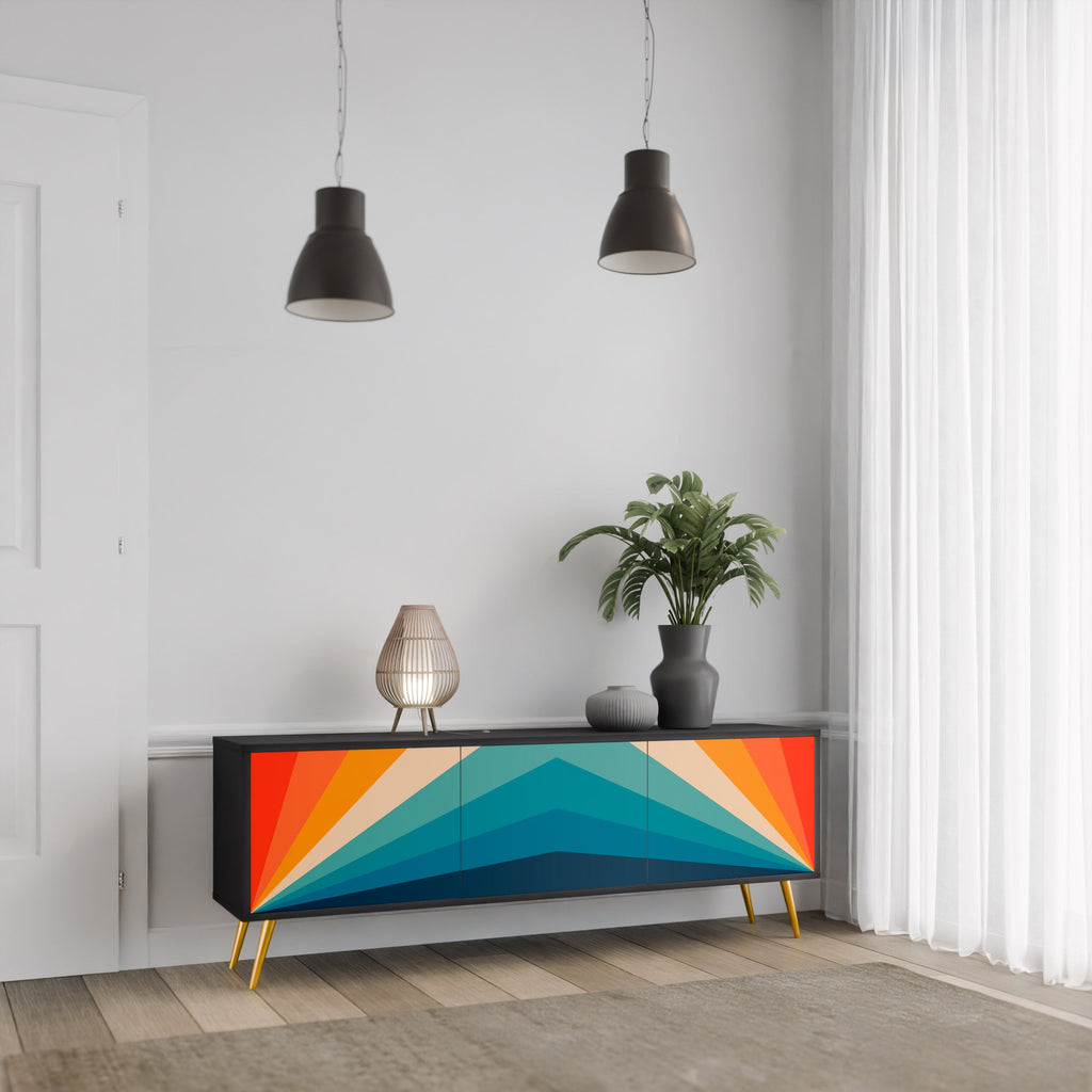 PRISM CONCUSSION Móvel de TV com 3 Portas em Acabamento Preto