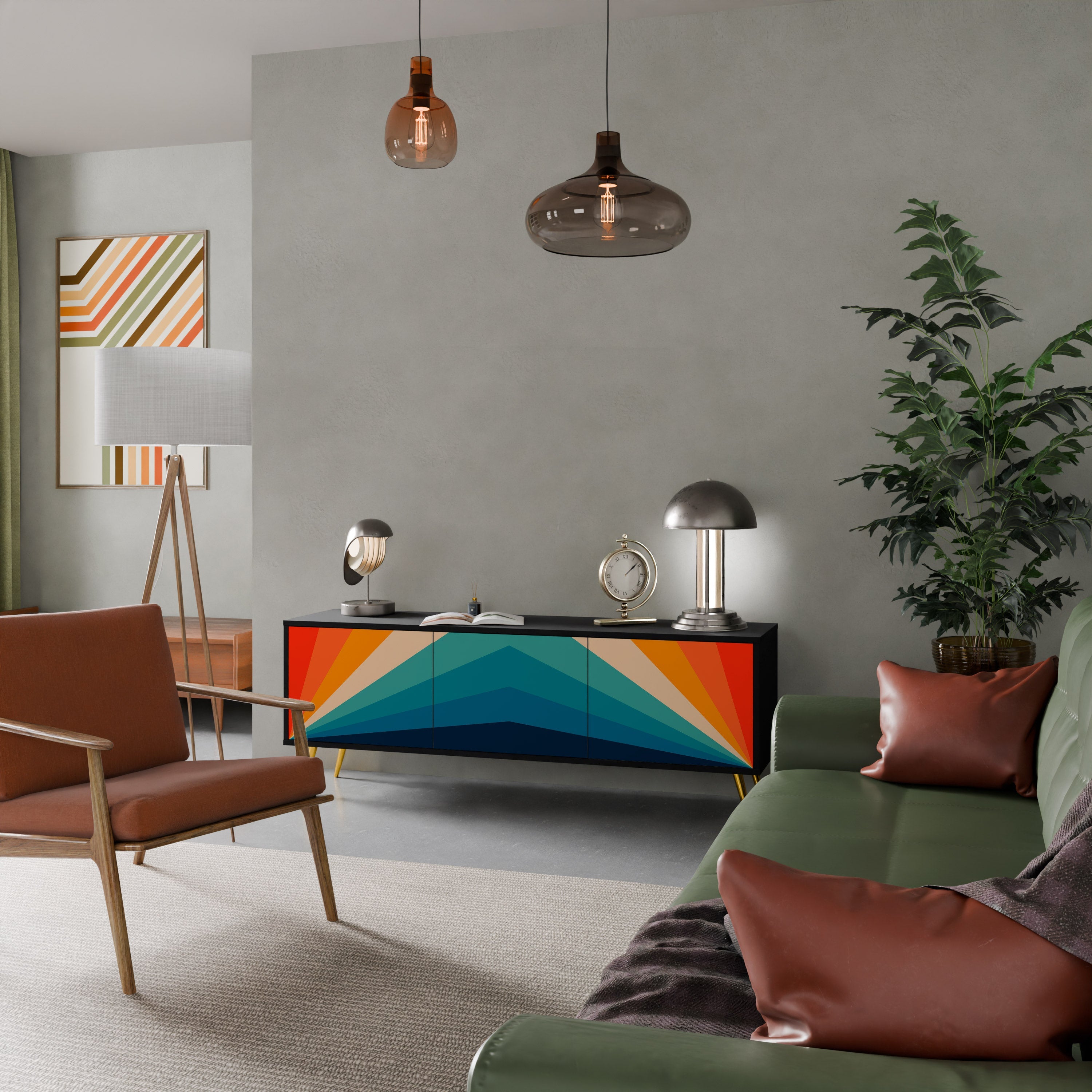 PRISM CONCUSSION Móvel de TV com 3 Portas em Acabamento Preto