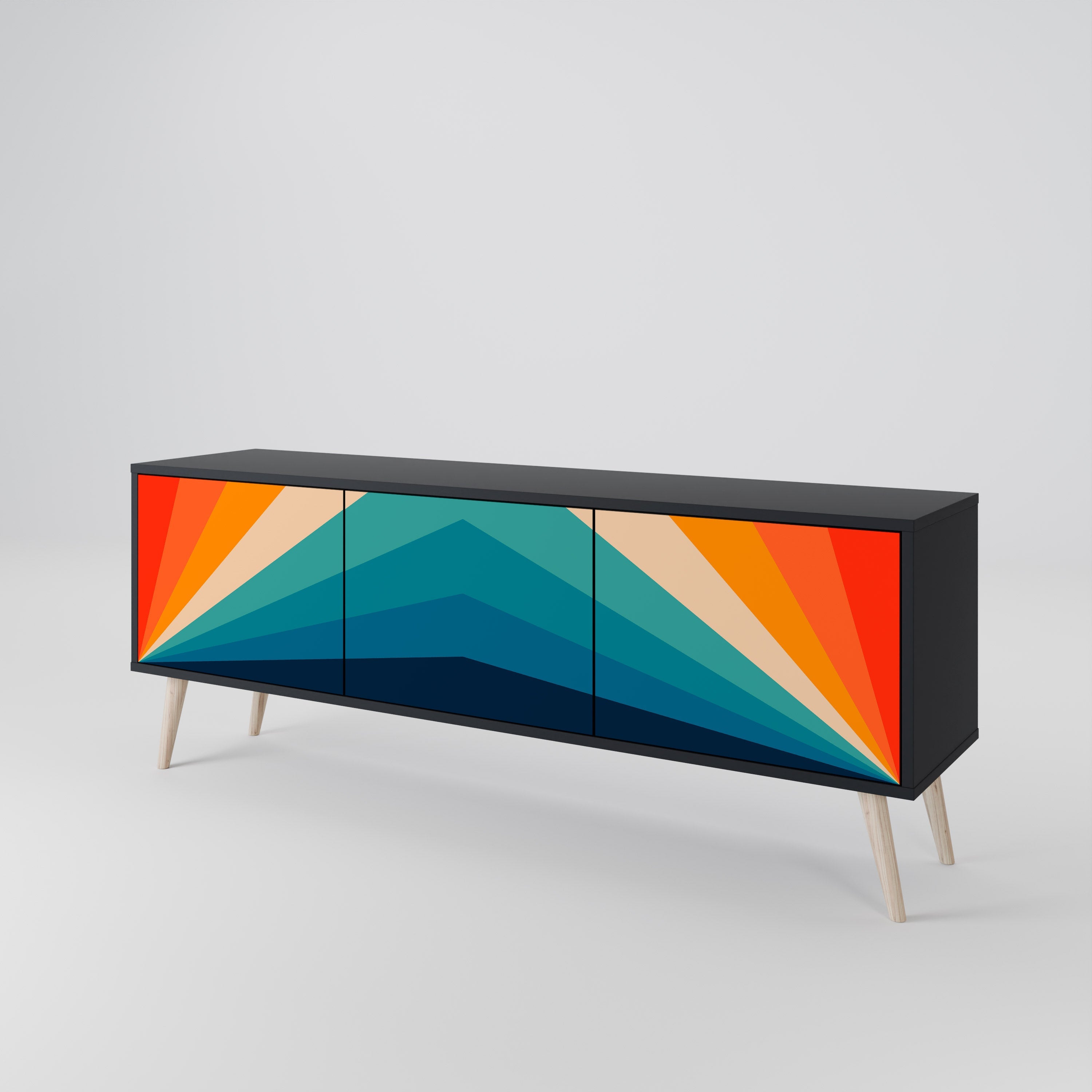 PRISM CONCUSSION Móvel de TV com 3 Portas em Acabamento Preto