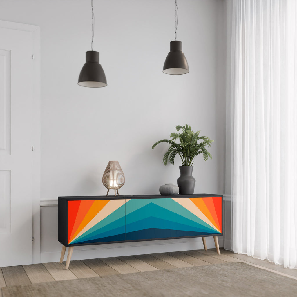 PRISM CONCUSSION Móvel de TV com 3 Portas em Acabamento Preto