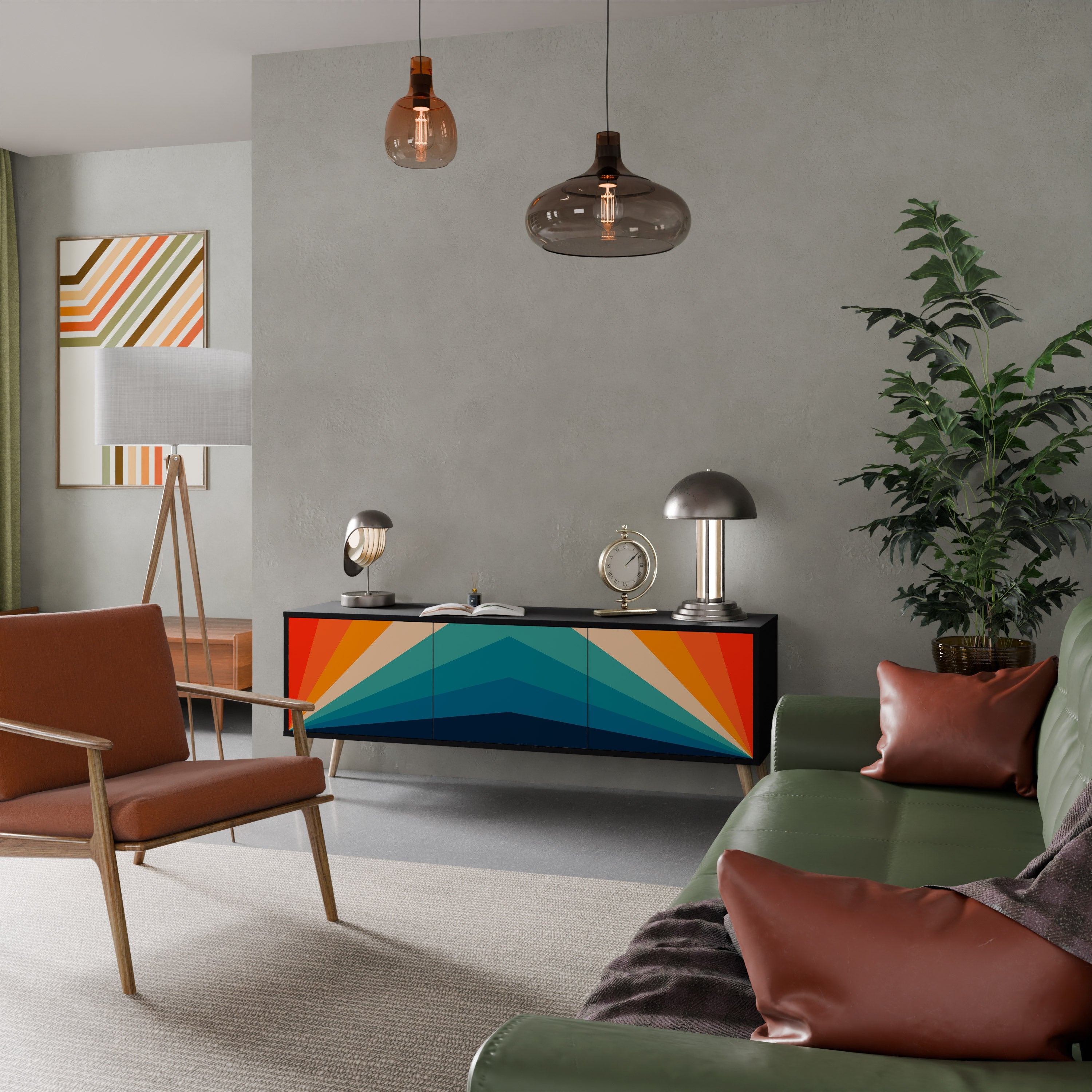 PRISM CONCUSSION Móvel de TV com 3 Portas em Acabamento Preto