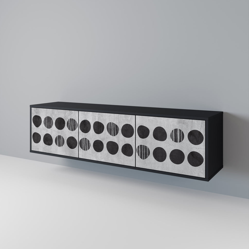 GHOSTLY GRADIENTS 3-Door TV Stand in Black Finish