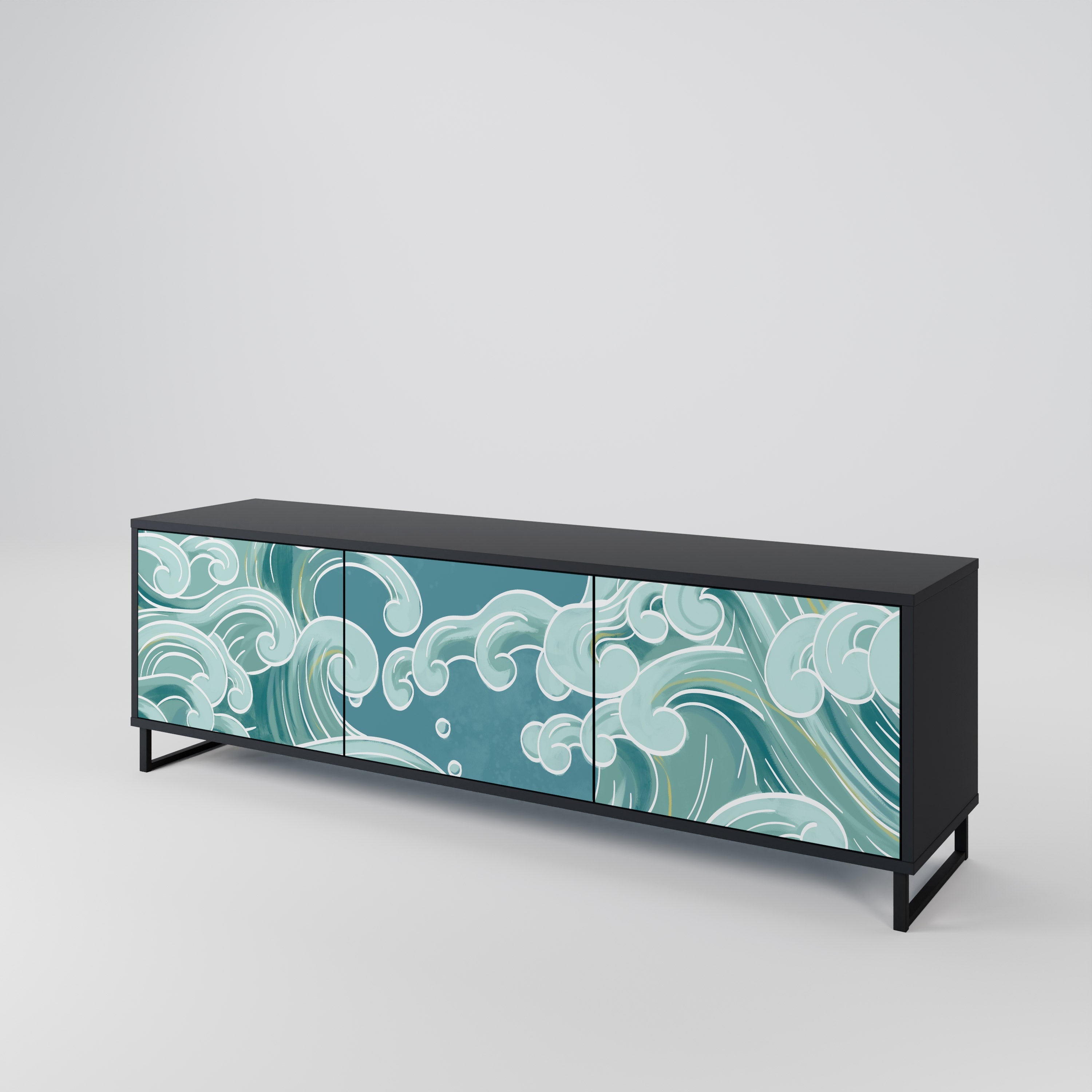 ASIAN SWAY 3-Door TV Stand in Black Finish