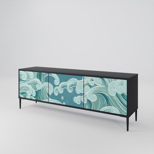 ASIAN SWAY 3-Door TV Stand in Black Finish