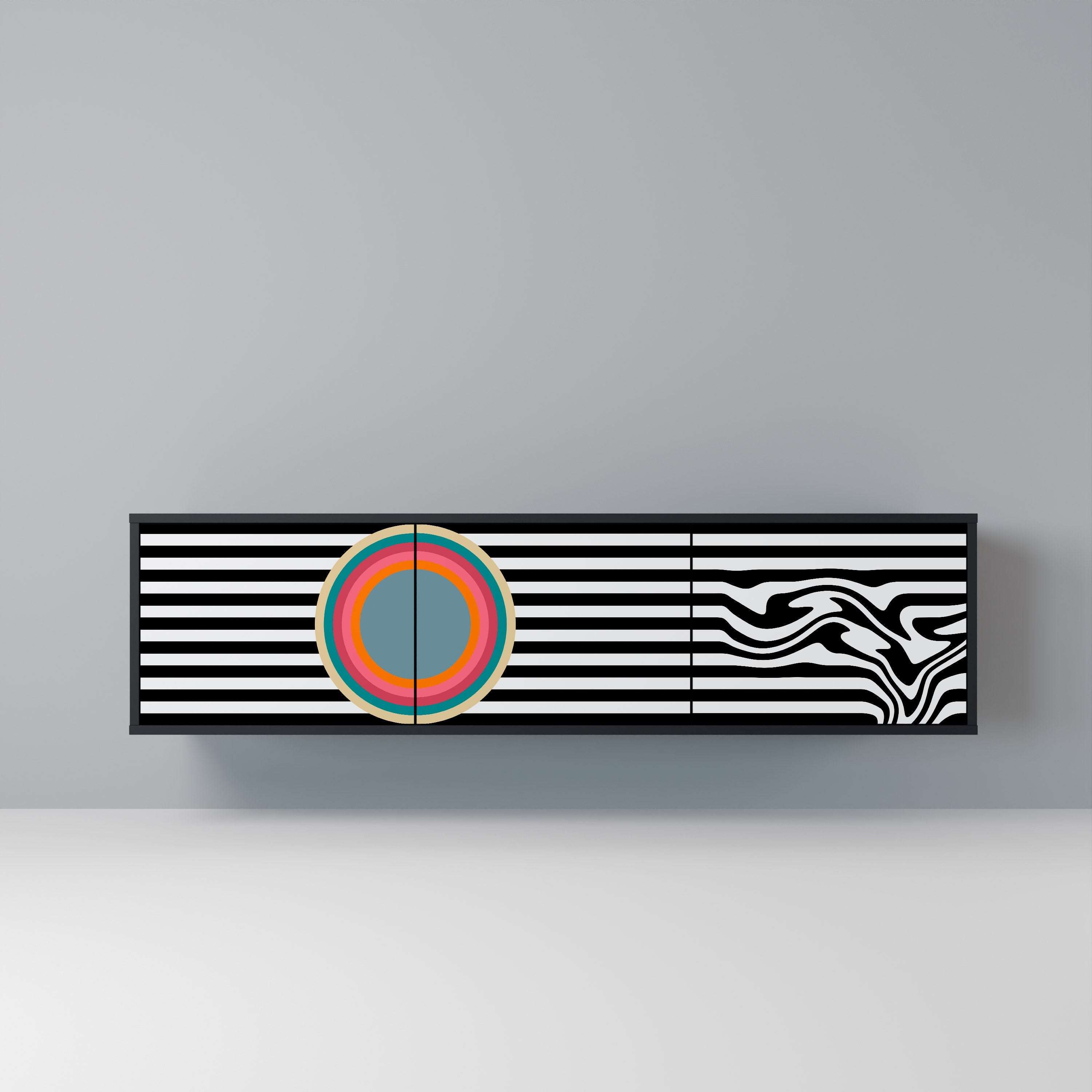 SPECTRA SHOWCASE Móvel de TV com 3 Portas em Acabamento Preto