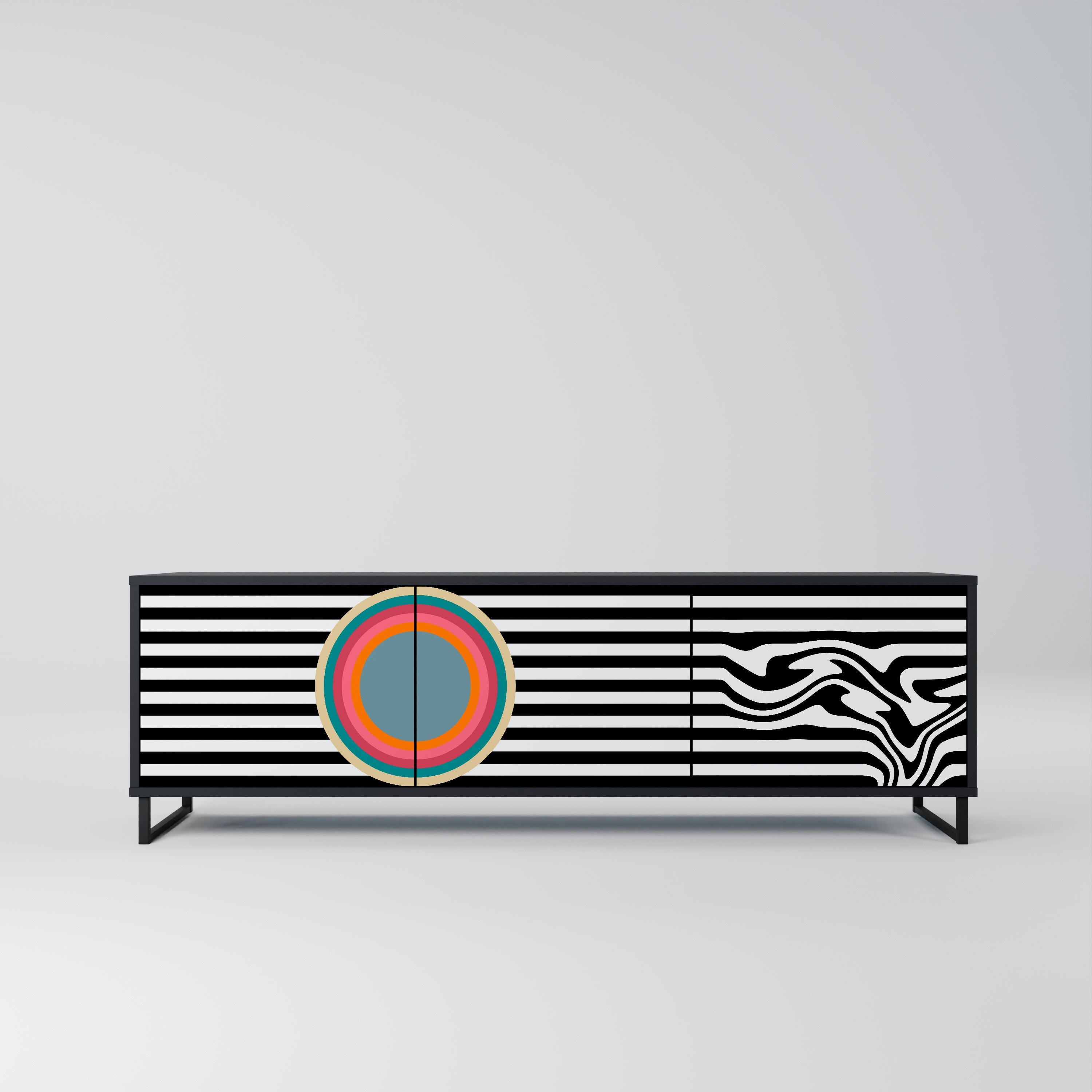 SPECTRA SHOWCASE Móvel de TV com 3 Portas em Acabamento Preto