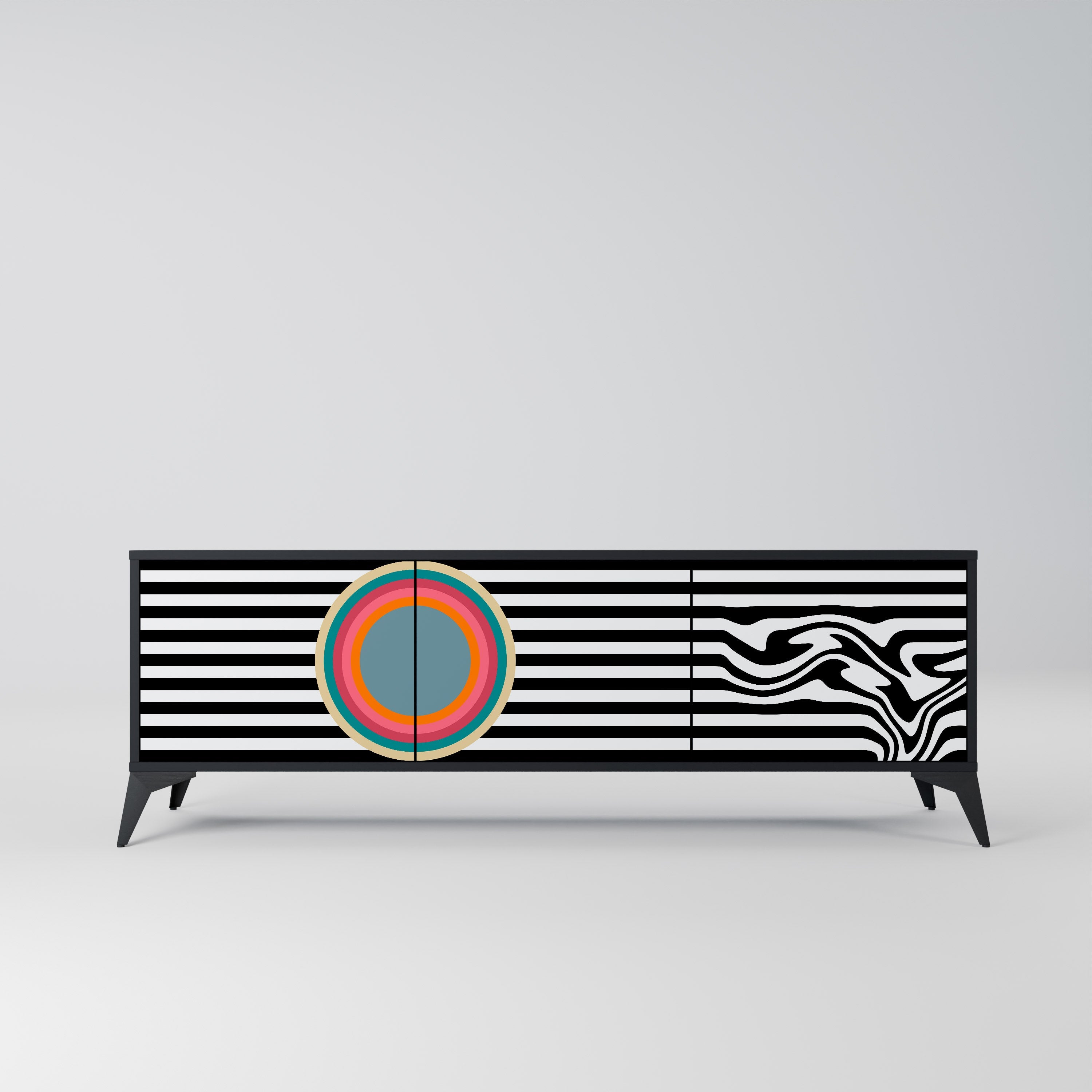 SPECTRA SHOWCASE Móvel de TV com 3 Portas em Acabamento Preto