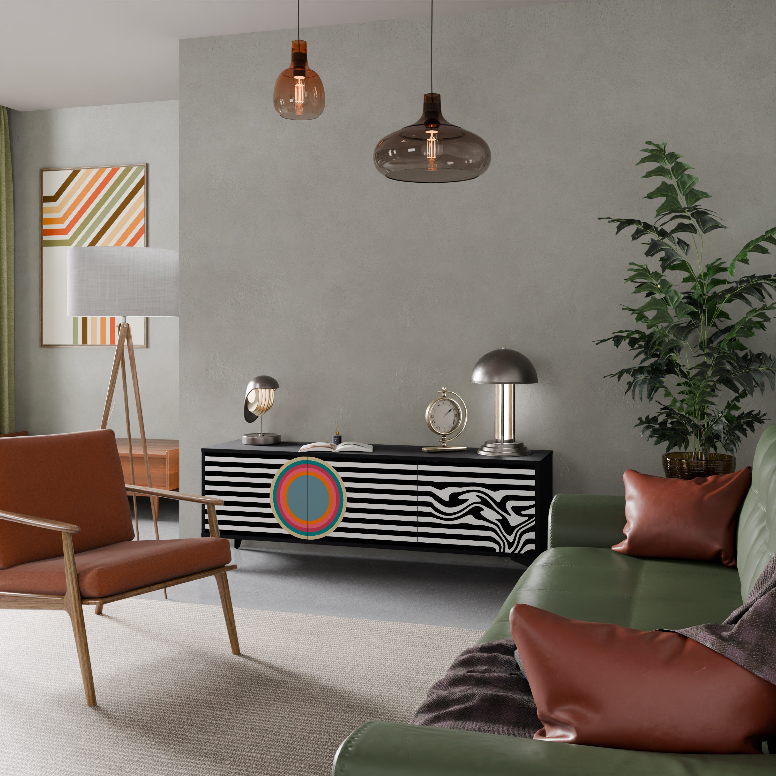 SPECTRA SHOWCASE 3-Door TV Stand in Black Finish