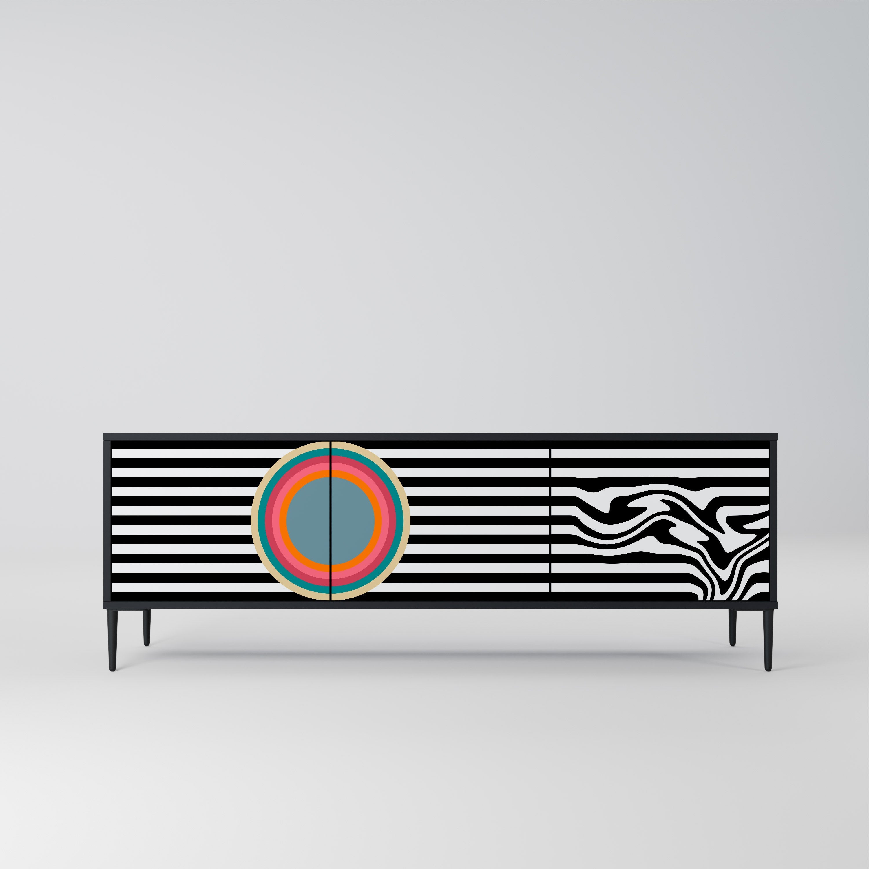 SPECTRA SHOWCASE Móvel de TV com 3 Portas em Acabamento Preto