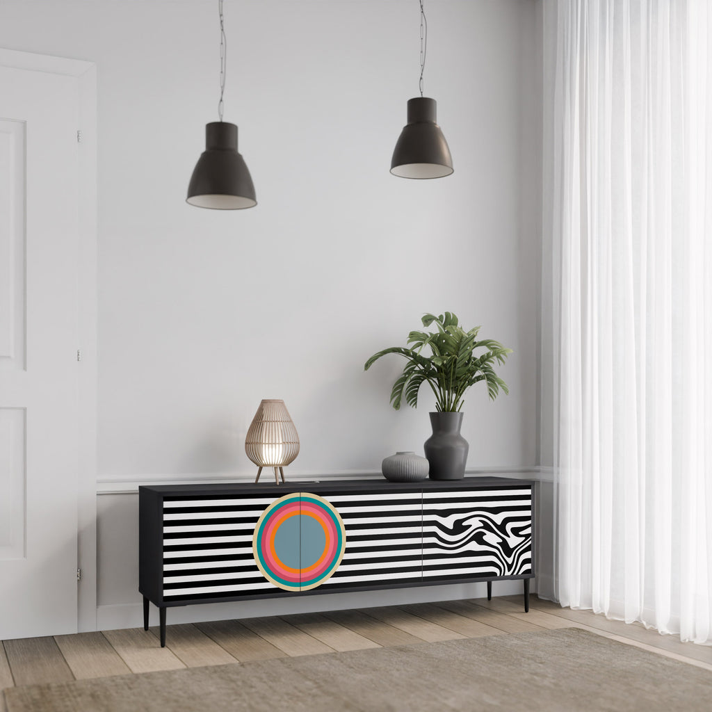 SPECTRA SHOWCASE 3-Door TV Stand in Black Finish