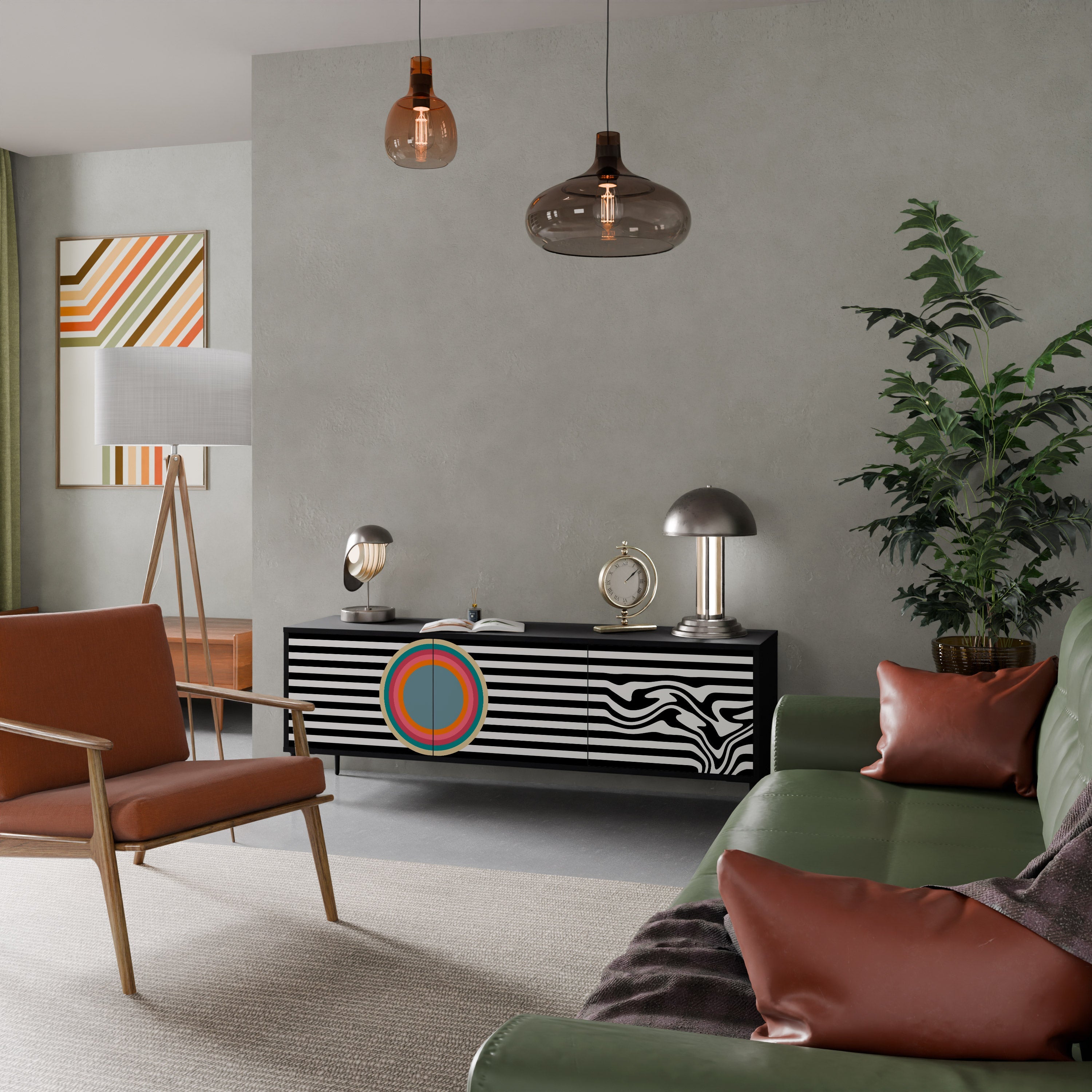 SPECTRA SHOWCASE Móvel de TV com 3 Portas em Acabamento Preto