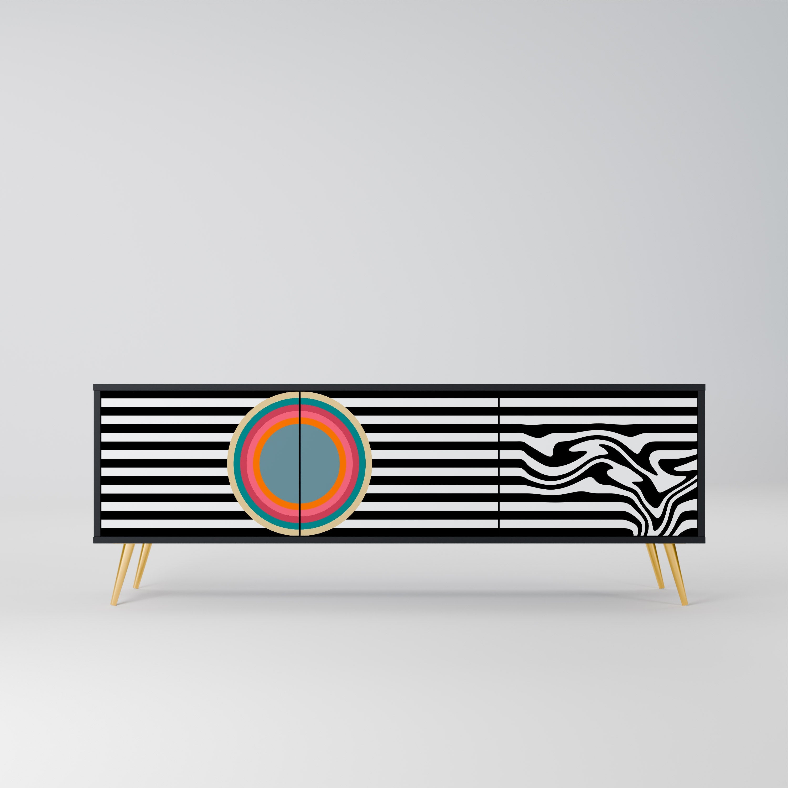 SPECTRA SHOWCASE Móvel de TV com 3 Portas em Acabamento Preto