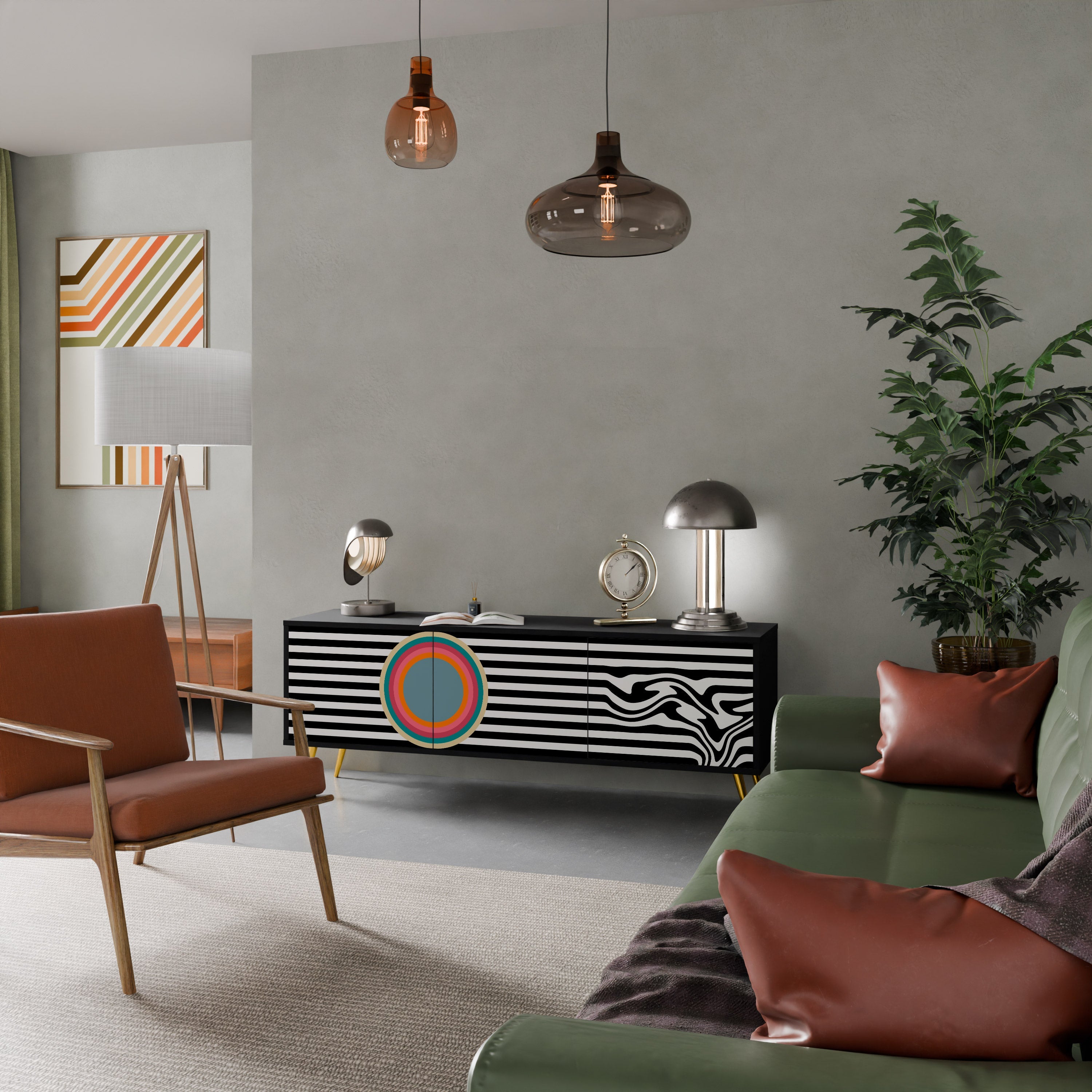 SPECTRA SHOWCASE 3-Door TV Stand in Black Finish