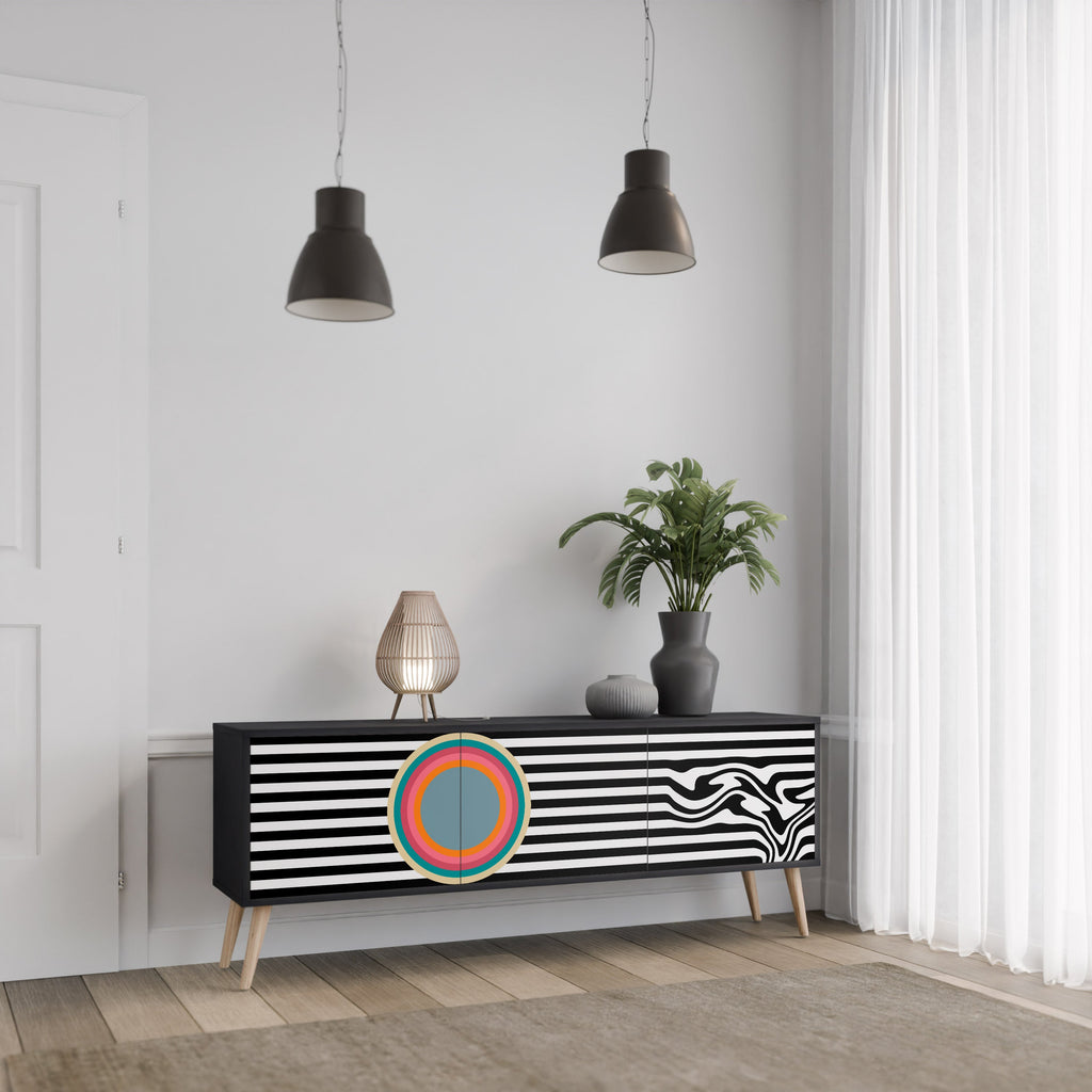 SPECTRA SHOWCASE 3-Door TV Stand in Black Finish