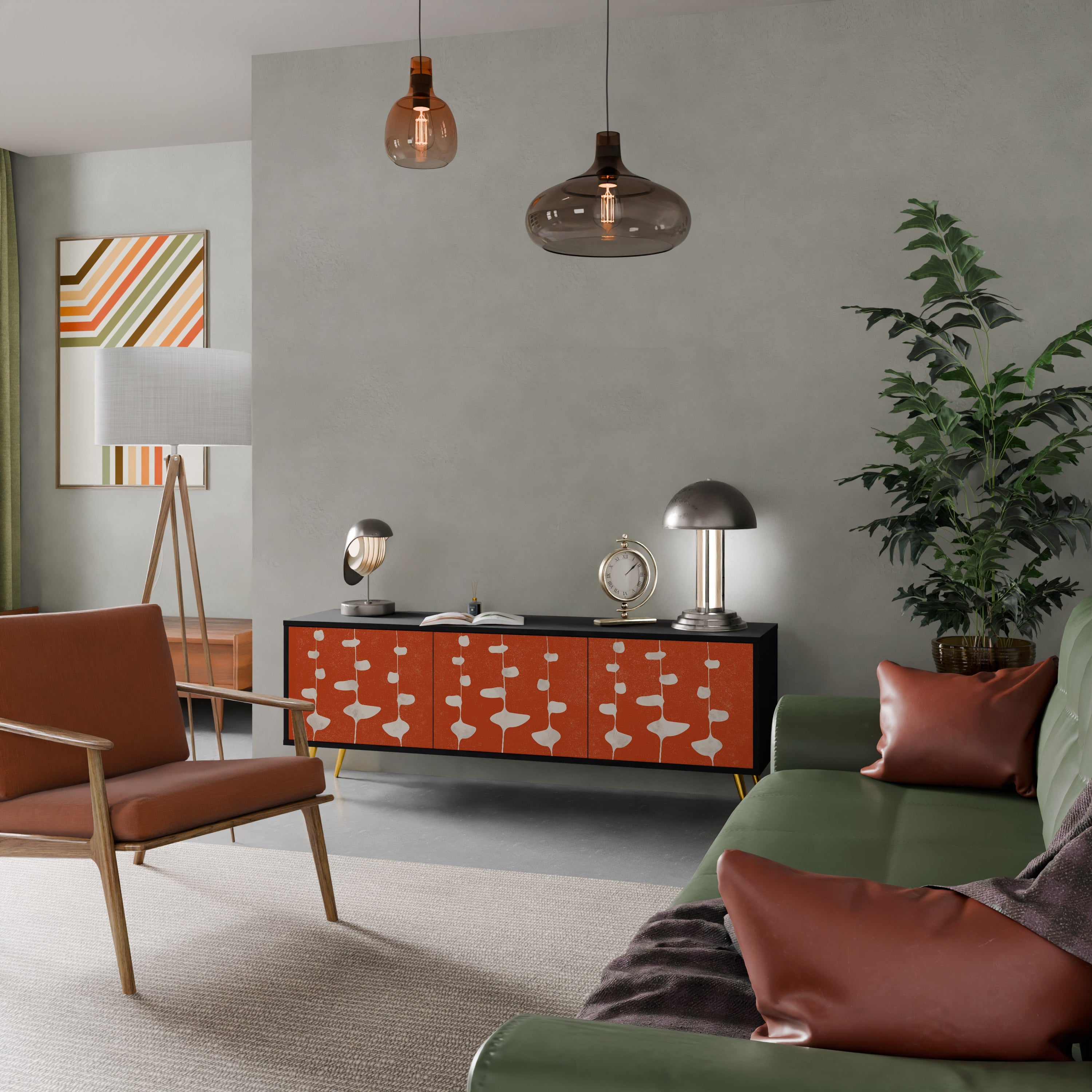 COURAGE MOLD Móvel de TV com 3 Portas em Acabamento Preto