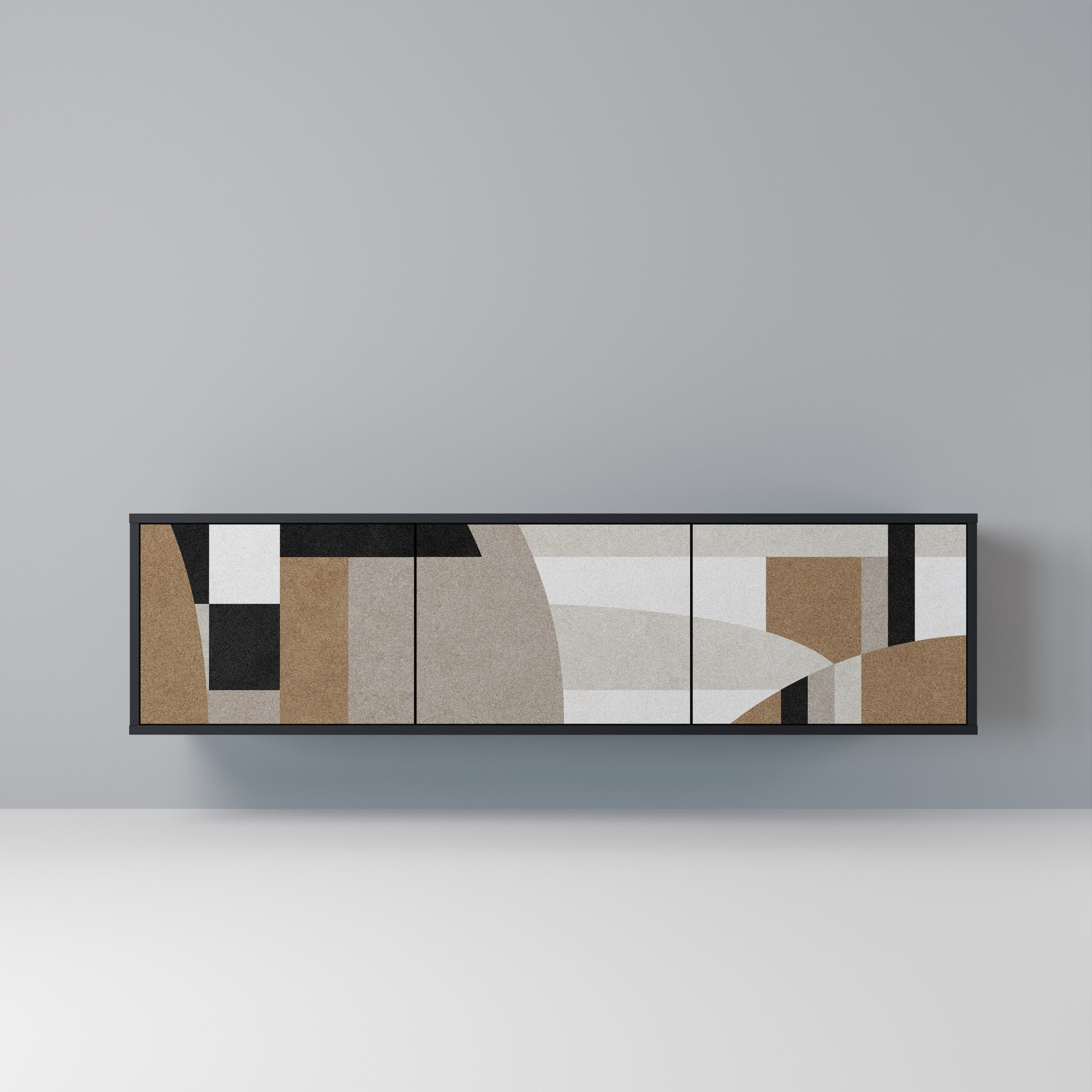 DELICATE MEMENTO Móvel de TV com 3 Portas em Acabamento Preto