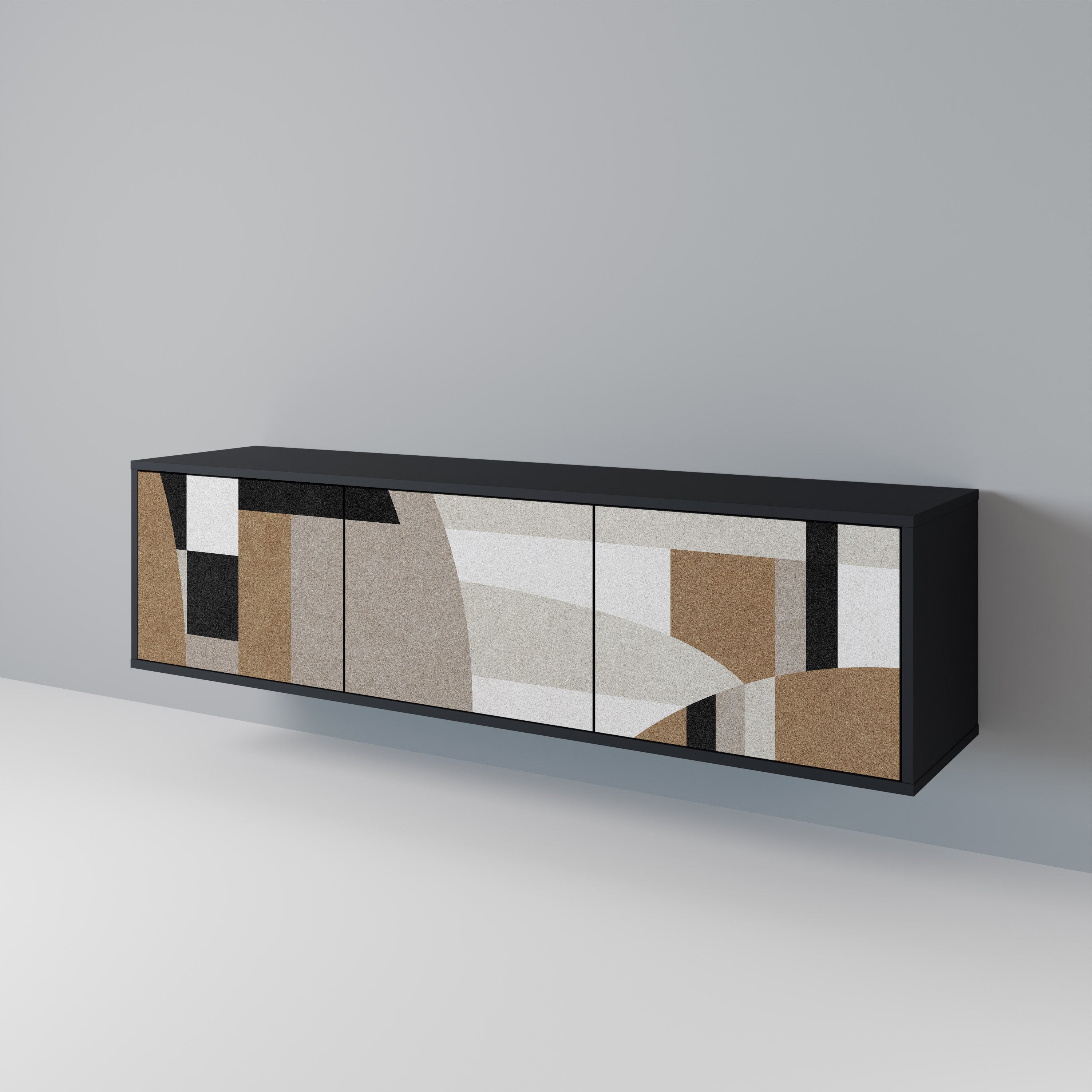 DELICATE MEMENTO 3-Door TV Stand in Black Finish