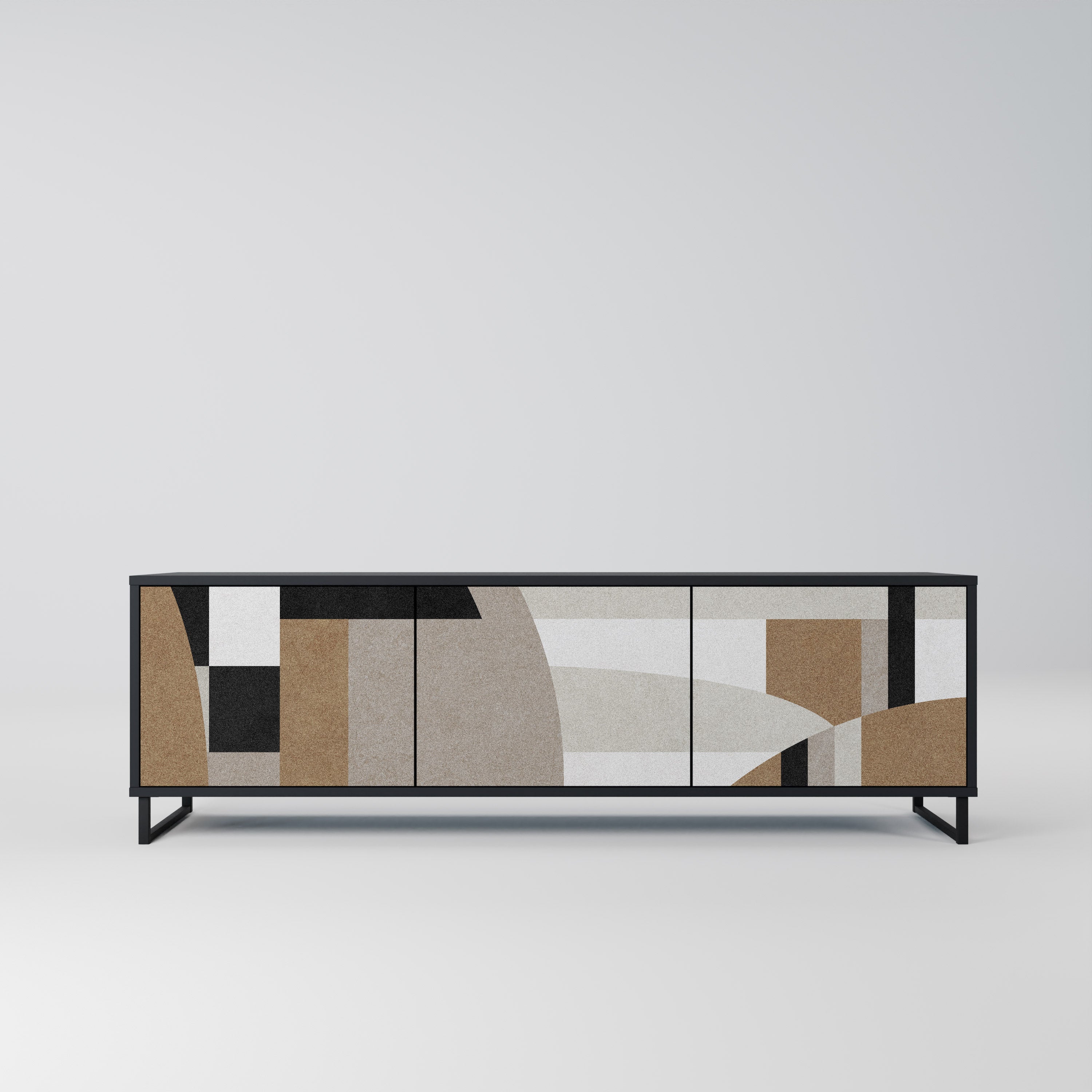 DELICATE MEMENTO Móvel de TV com 3 Portas em Acabamento Preto