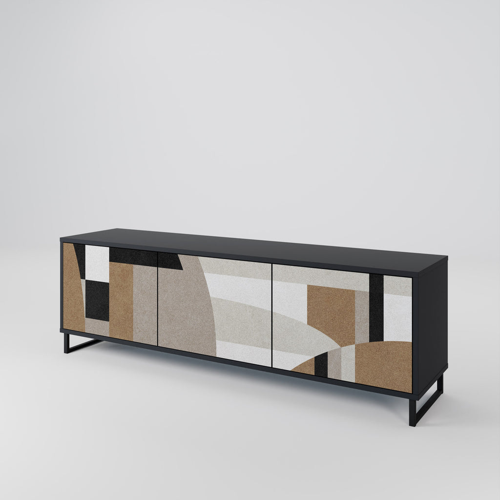 DELICATE MEMENTO 3-Door TV Stand in Black Finish