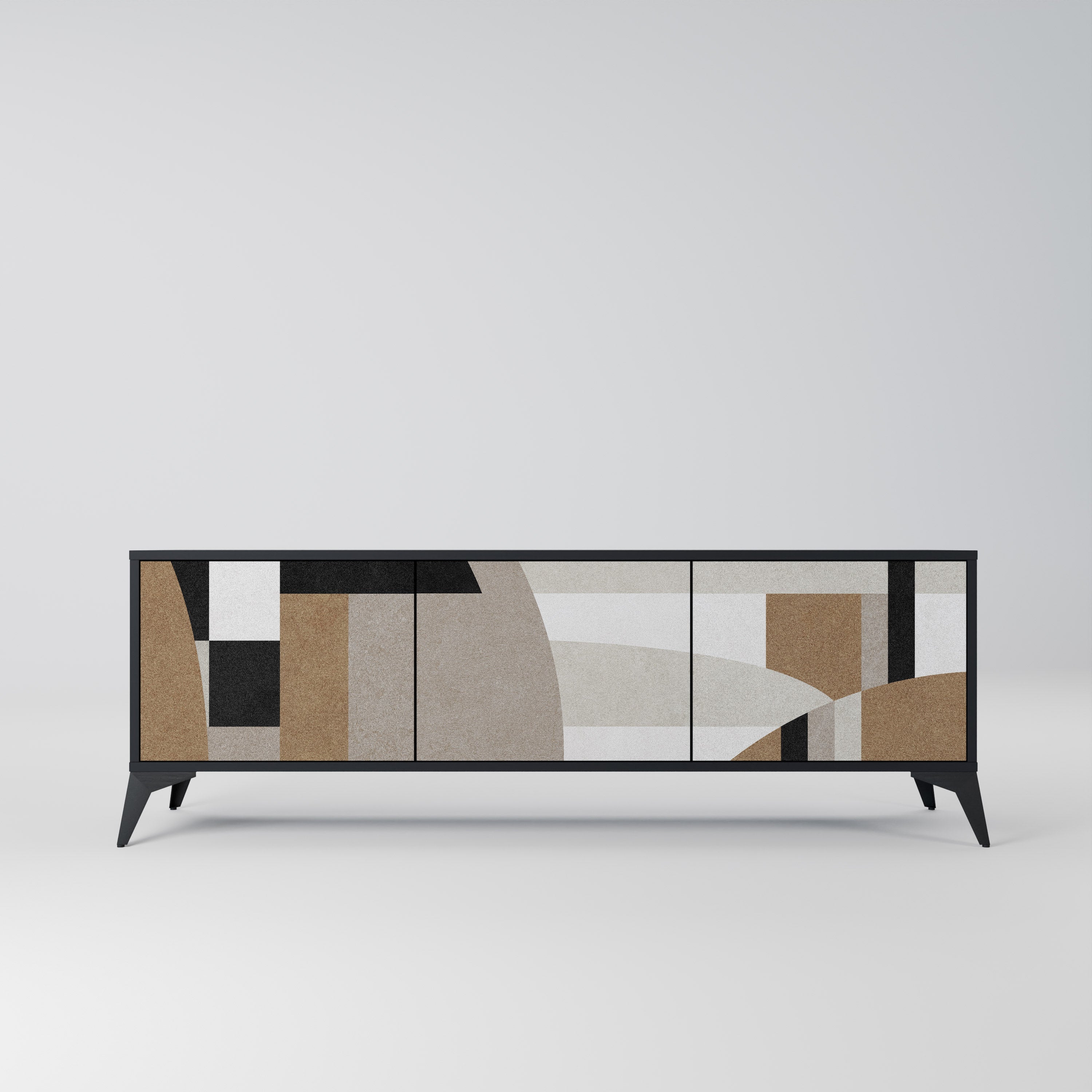 DELICATE MEMENTO Móvel de TV com 3 Portas em Acabamento Preto