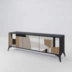 DELICATE MEMENTO 3-Door TV Stand in Black Finish