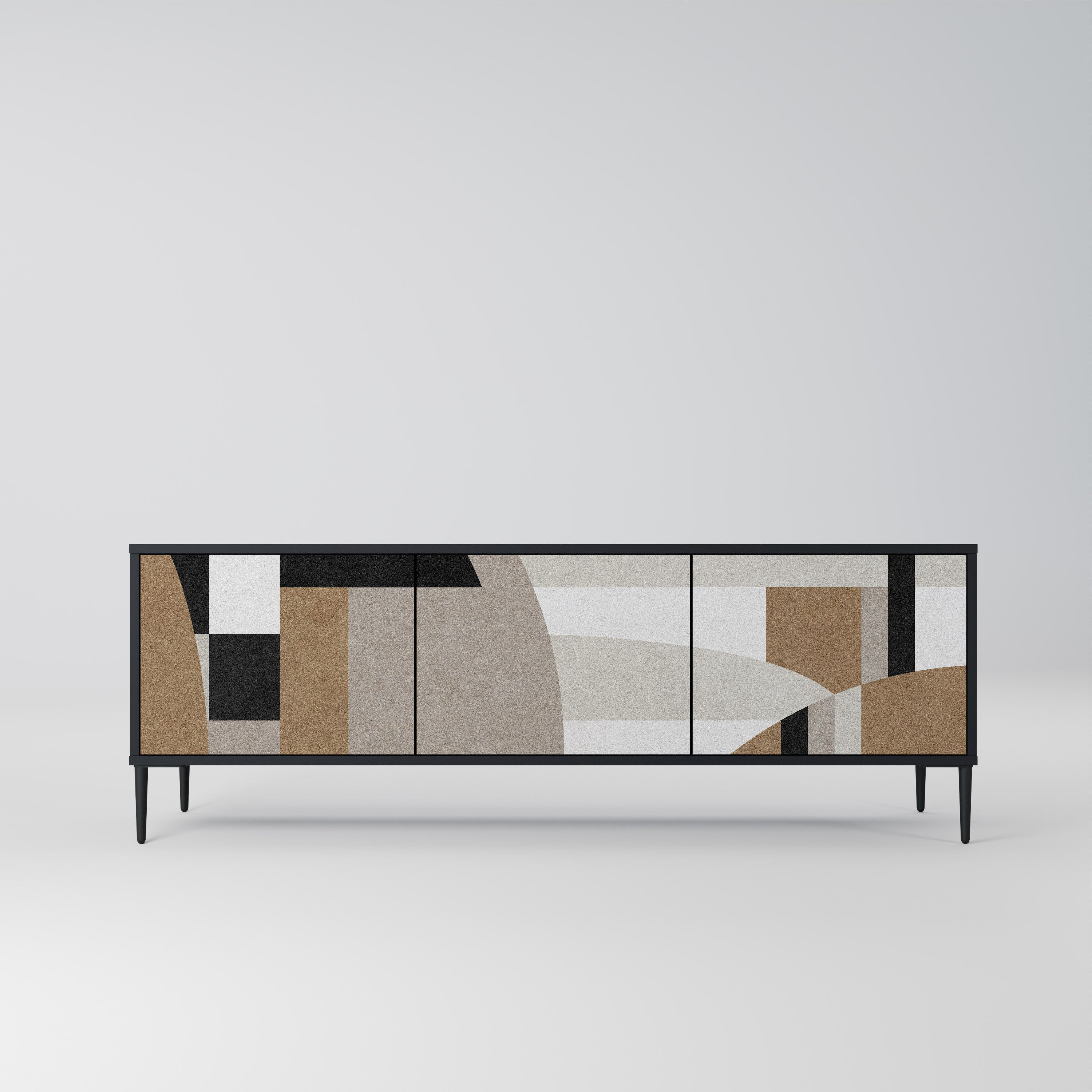 DELICATE MEMENTO Móvel de TV com 3 Portas em Acabamento Preto