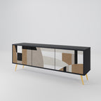 DELICATE MEMENTO 3-Door TV Stand in Black Finish