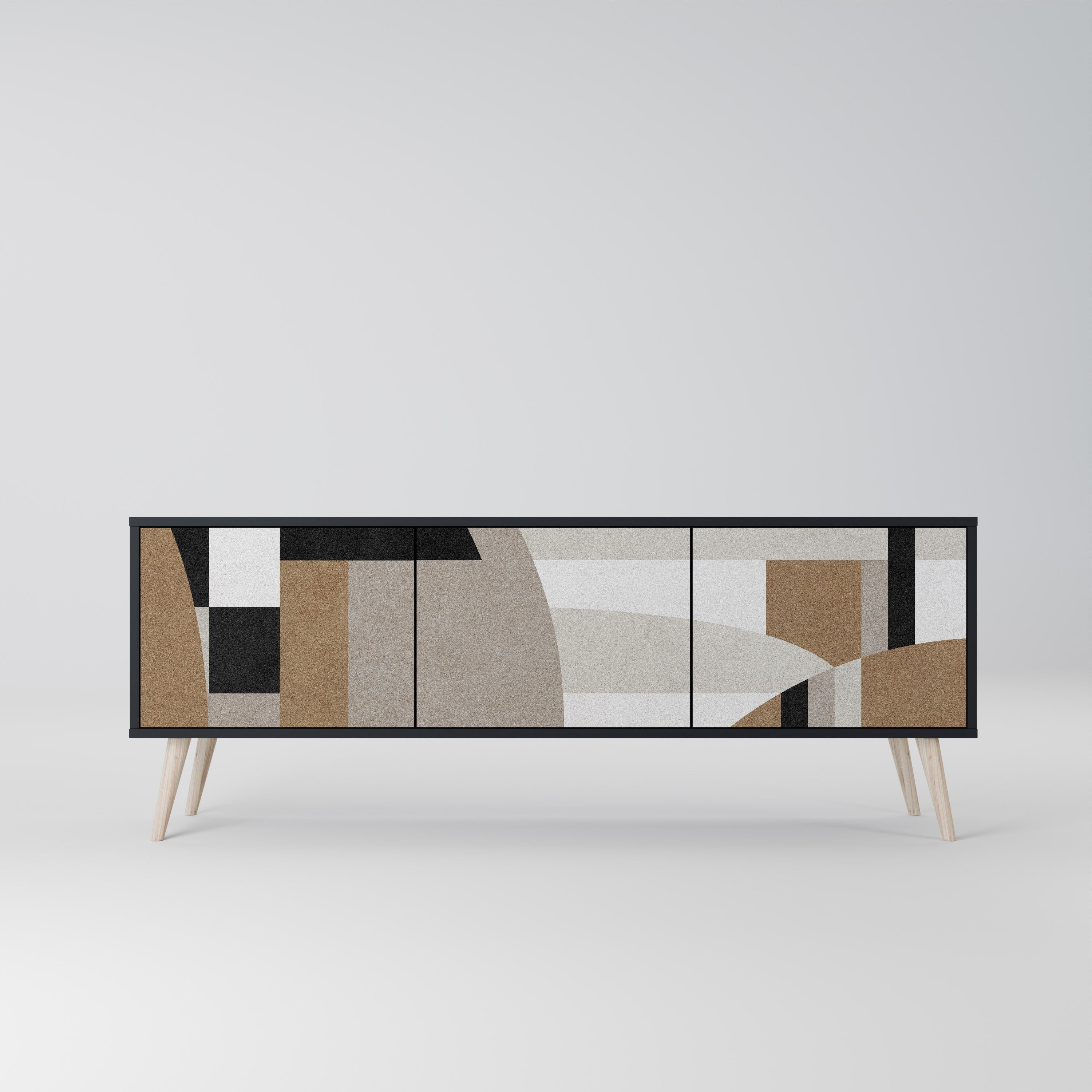 DELICATE MEMENTO Móvel de TV com 3 Portas em Acabamento Preto