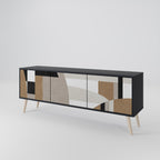 DELICATE MEMENTO 3-Door TV Stand in Black Finish