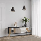 DELICATE MEMENTO 3-Door TV Stand in Black Finish