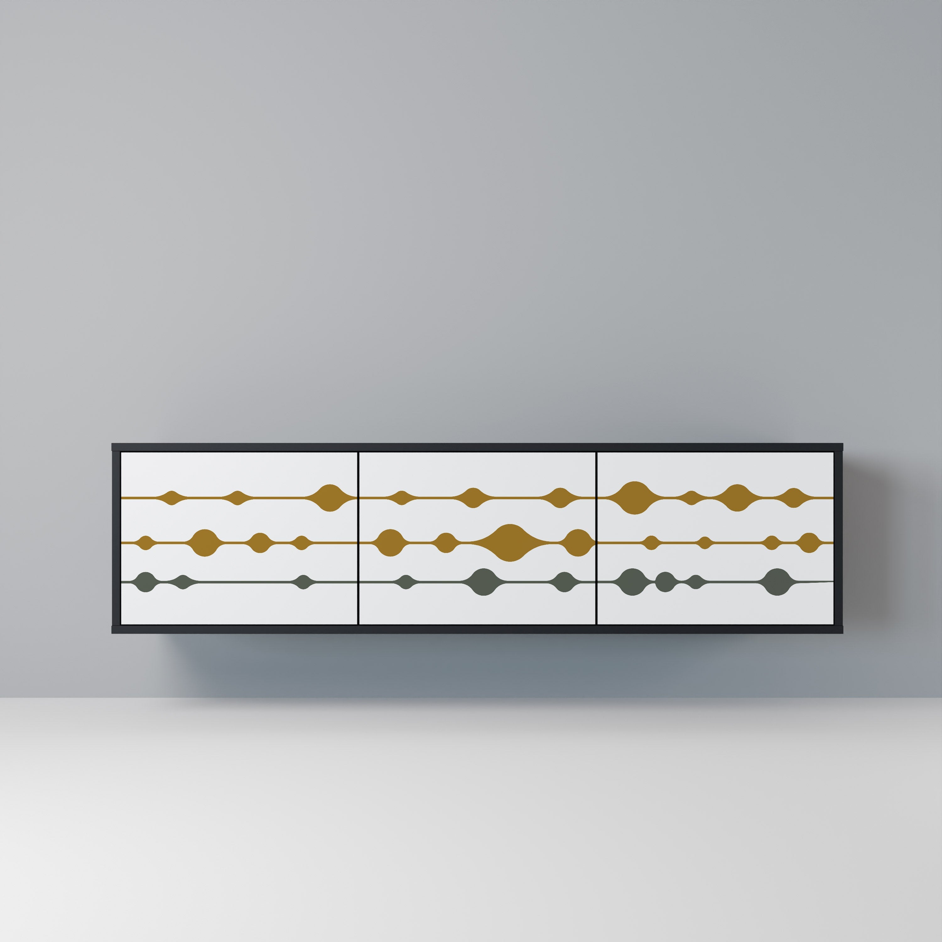 VIVID TONE Móvel de TV com 3 Portas em Acabamento Preto