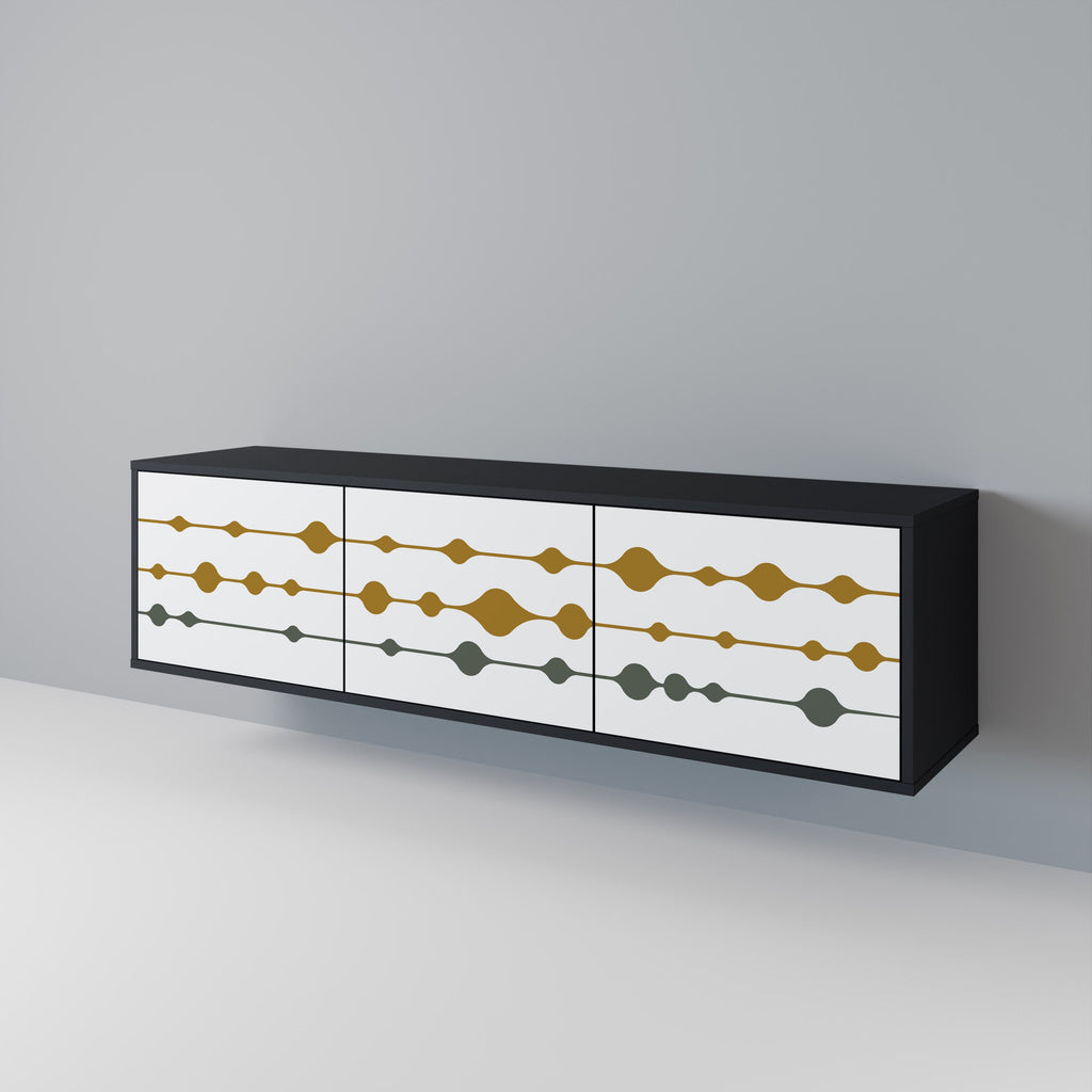 VIVID TONE Móvel de TV com 3 Portas em Acabamento Preto