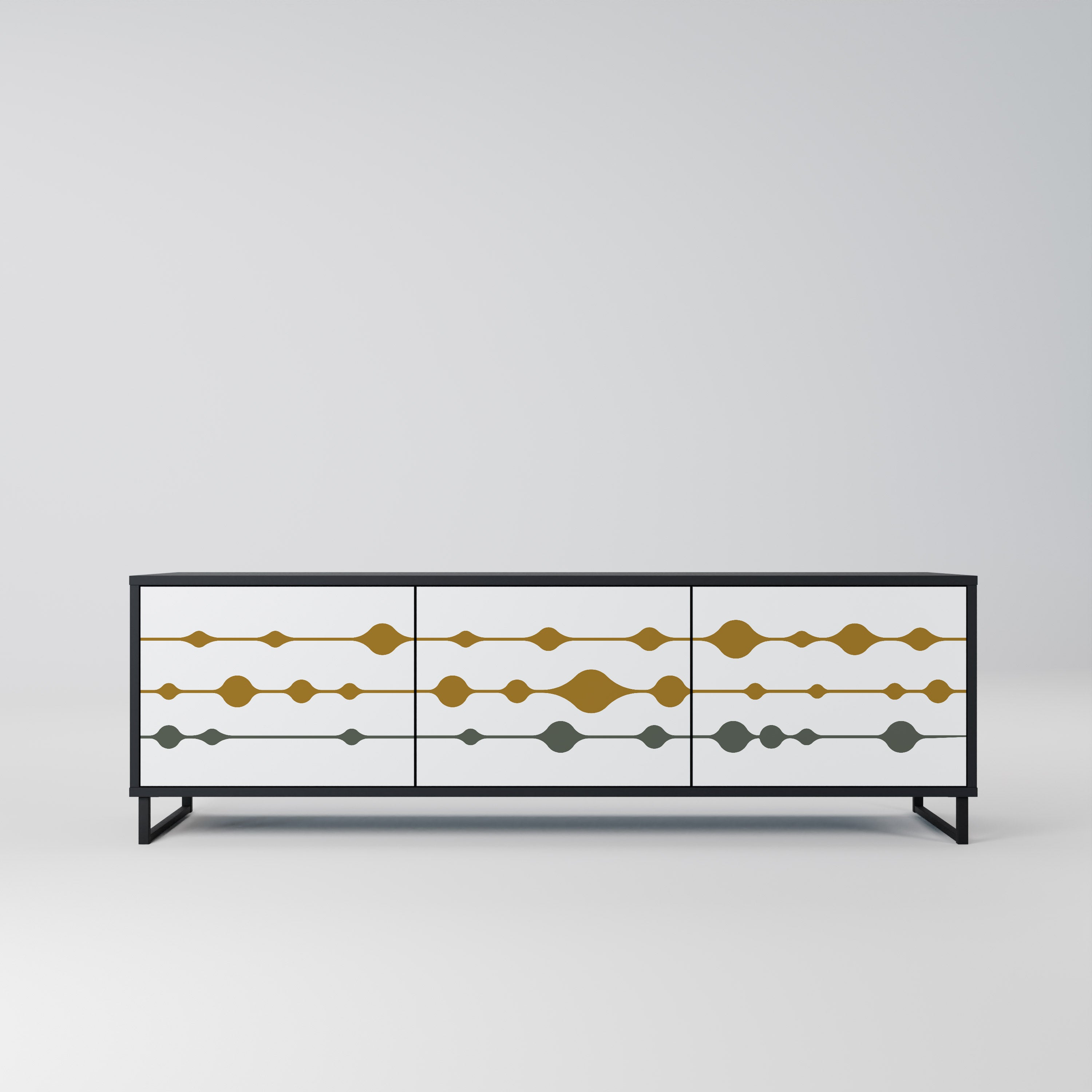 VIVID TONE Móvel de TV com 3 Portas em Acabamento Preto