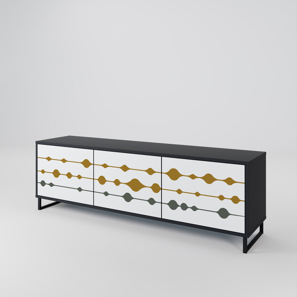 VIVID TONE Móvel de TV com 3 Portas em Acabamento Preto